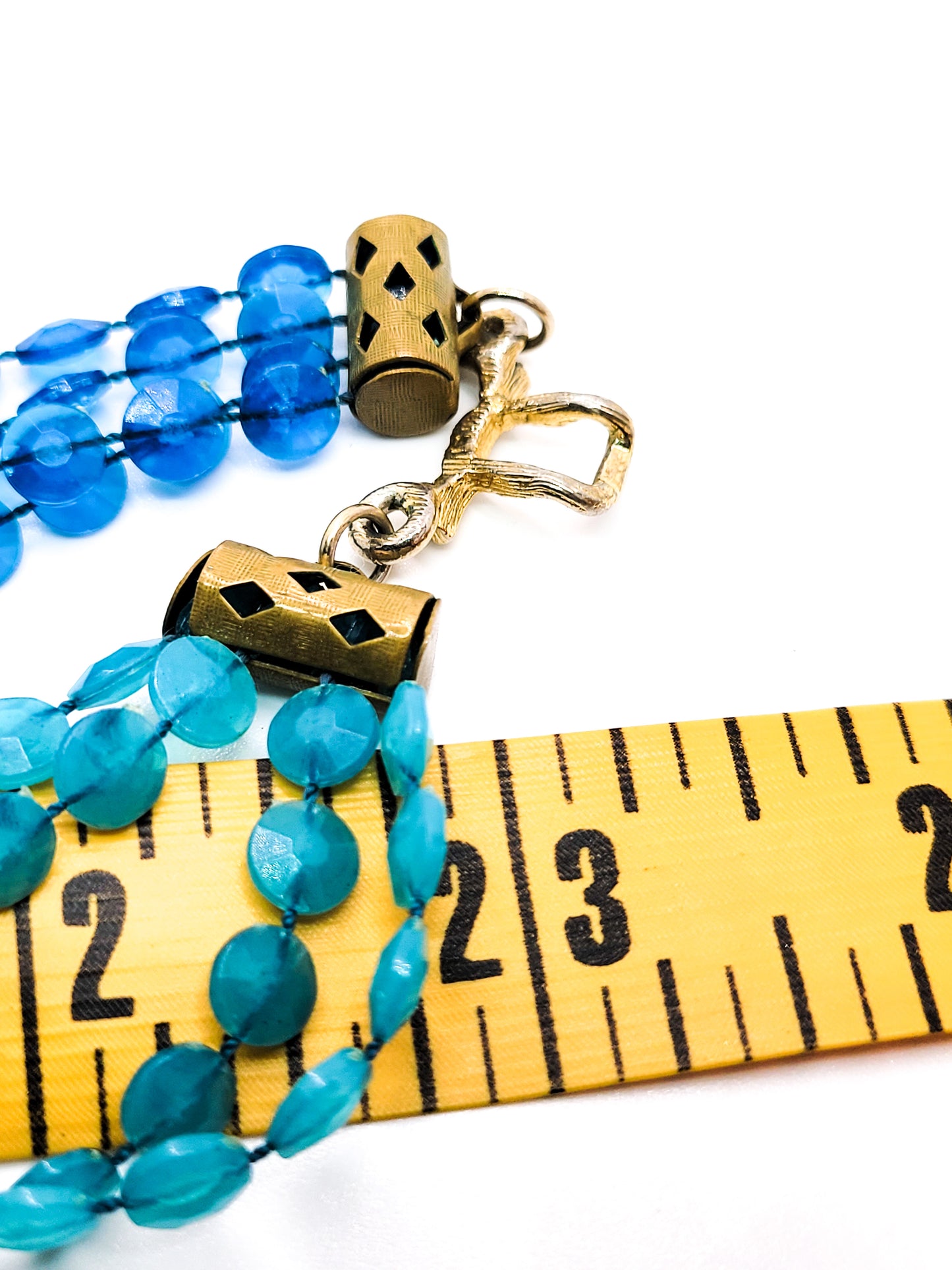 Baby blue 8 strand vintage large blue plastic statement necklace