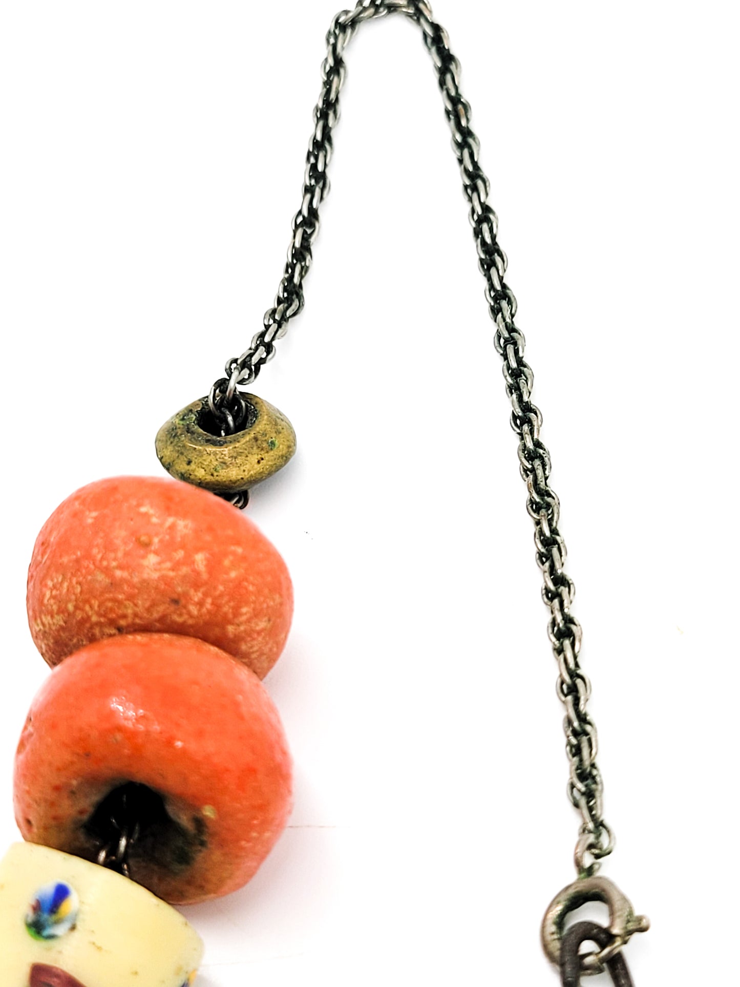African trade beads antique Venetian Murano Millefiori glass beaded necklace