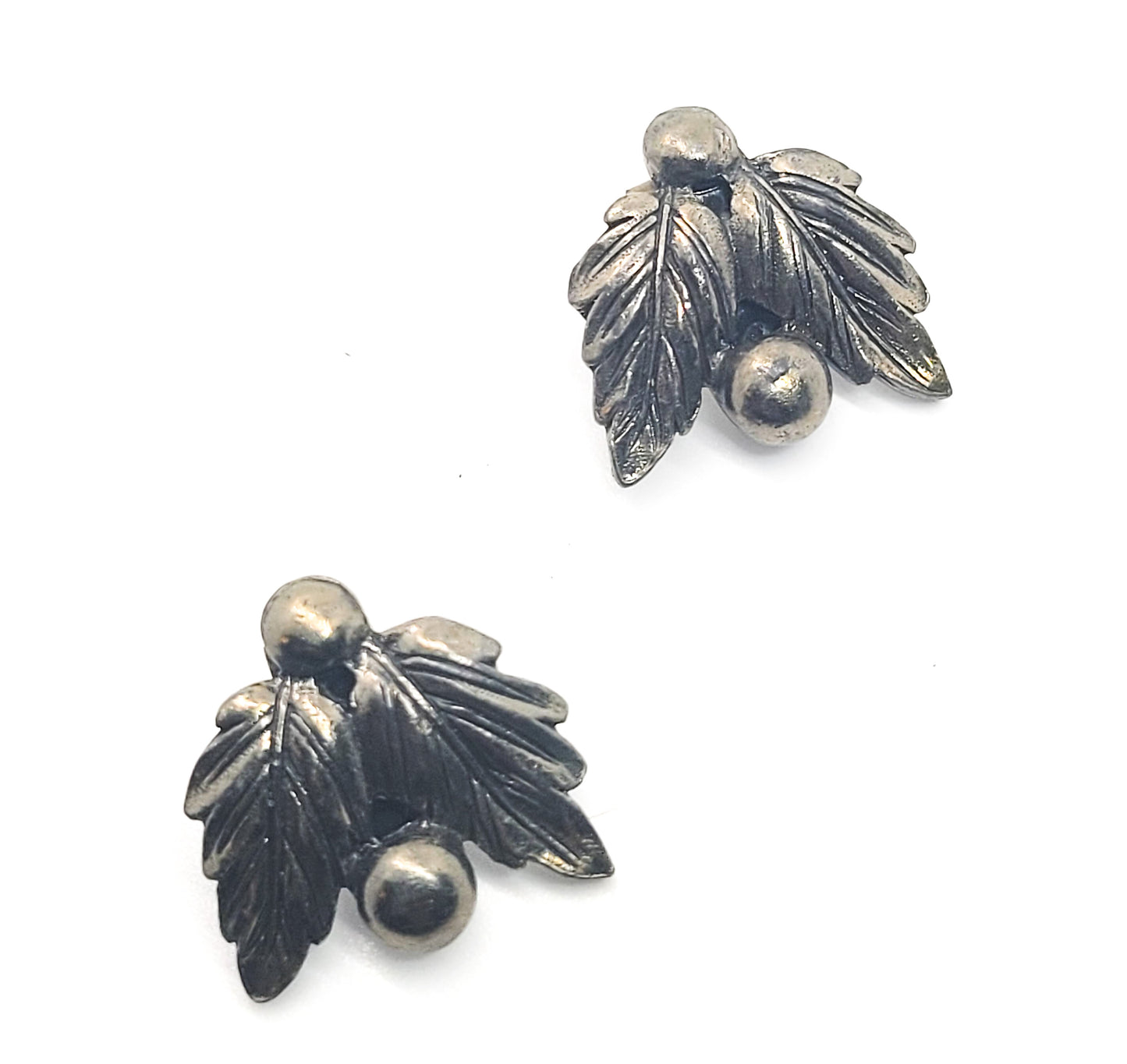Leaf and Berry vintage bronze holiday clip on earrings