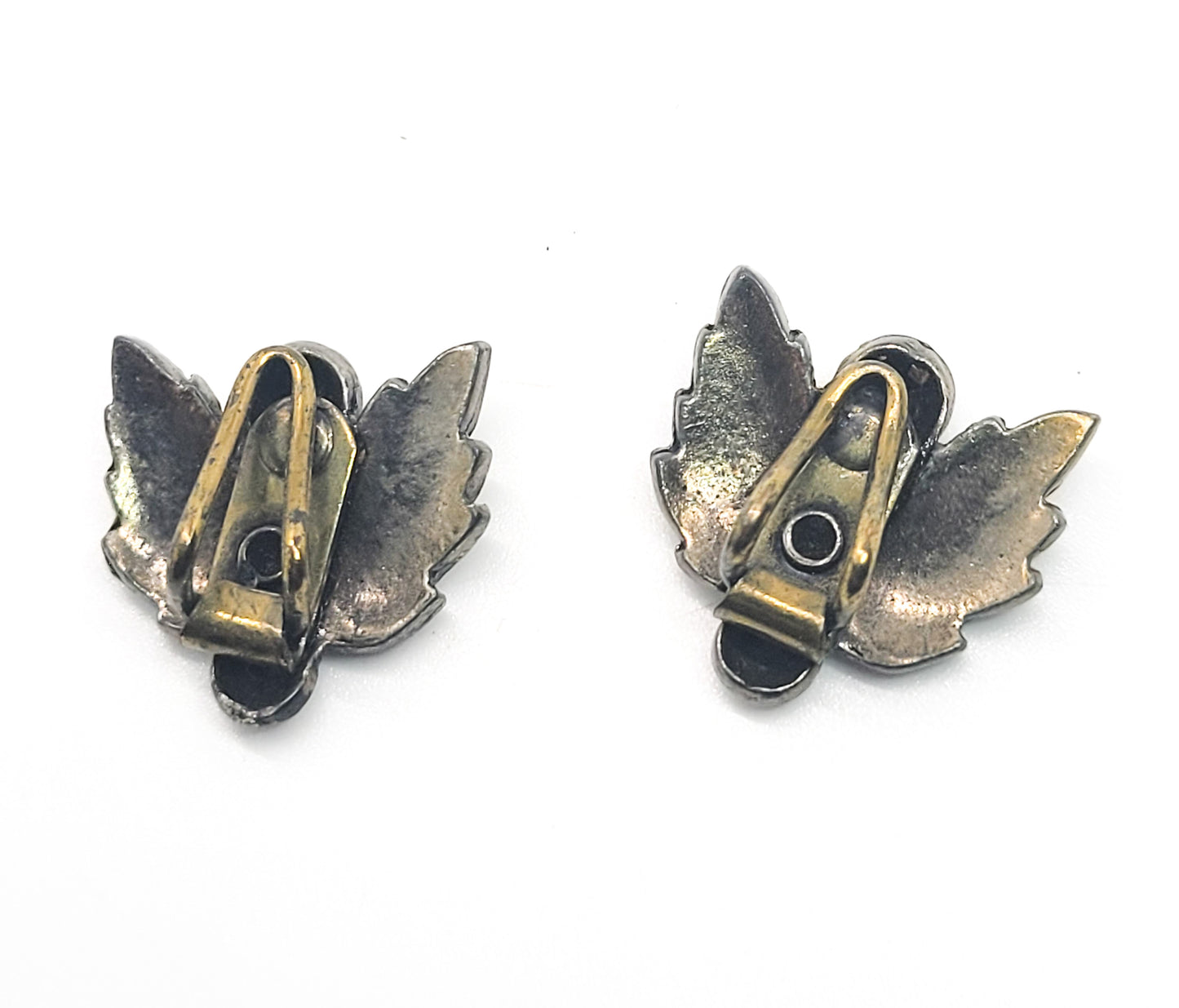 Leaf and Berry vintage bronze holiday clip on earrings