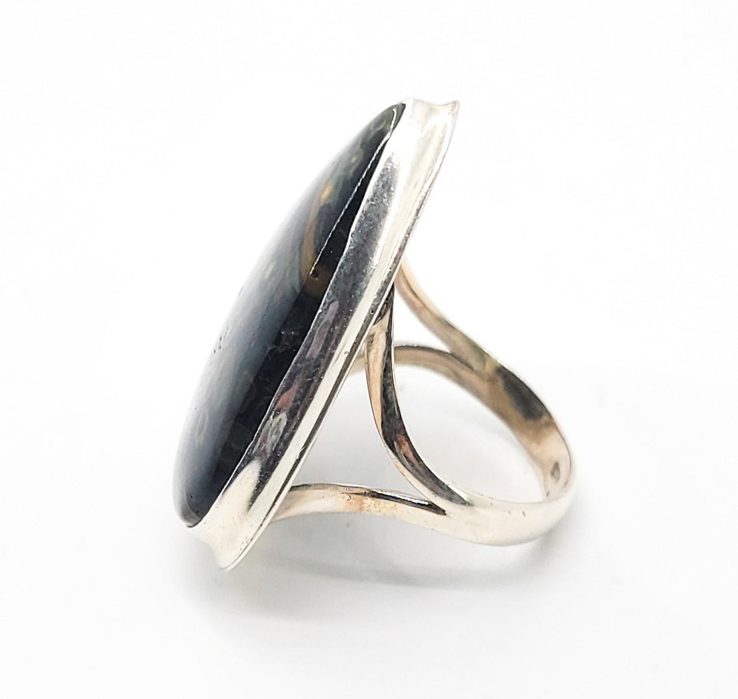 Ocean Jasper Tear dropped Large sterling silver statement ring size 8