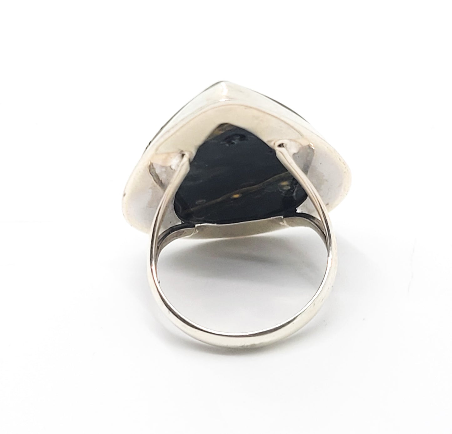 Ocean Jasper Tear dropped Large sterling silver statement ring size 8