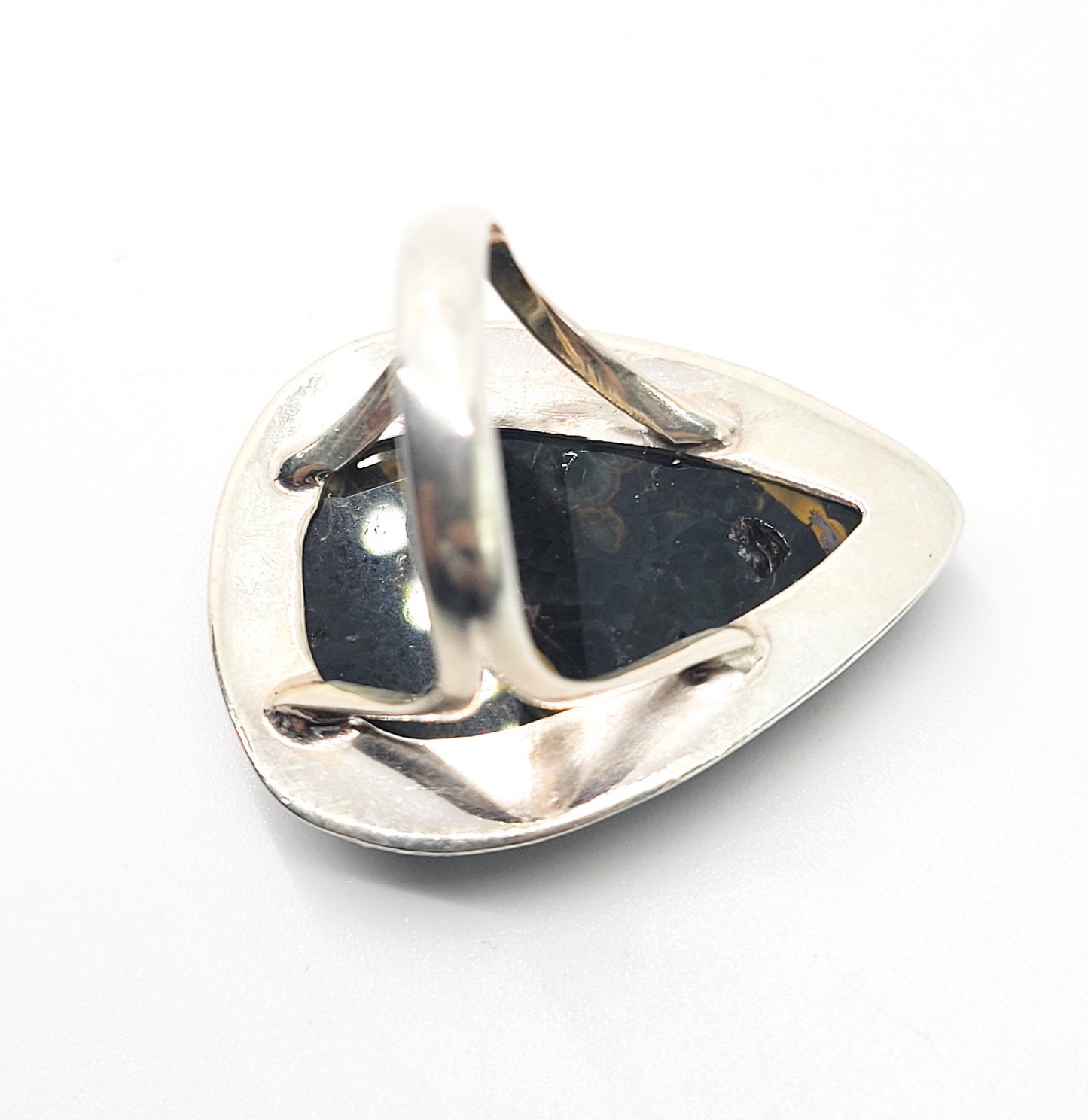 Ocean Jasper Tear dropped Large sterling silver statement ring size 8