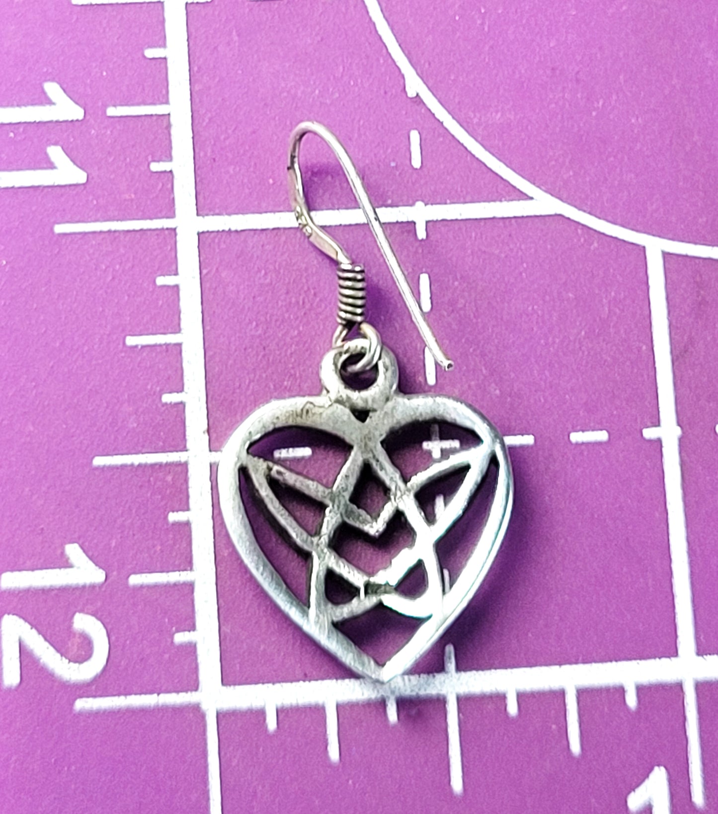 Celtic trinity knot vintage heart sterling silver drop earrings