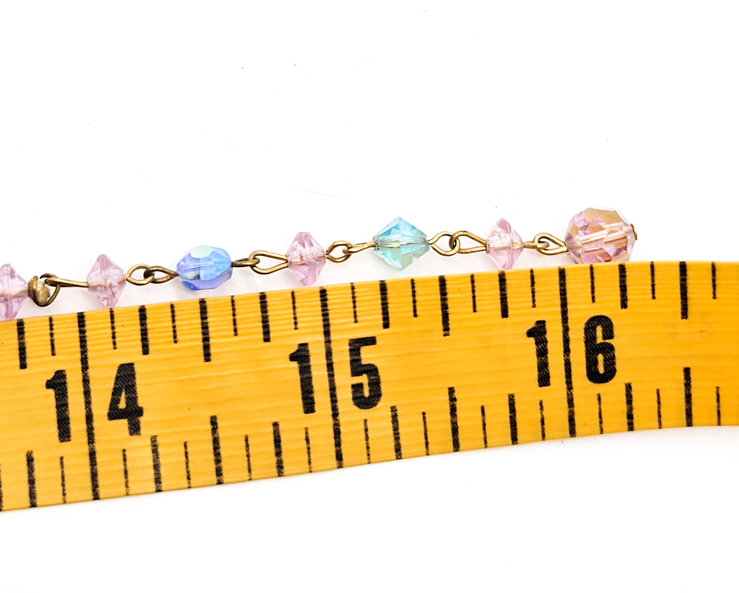 Small Pink and blue Austrian crystal Aurora Borealis vintage beaded necklace