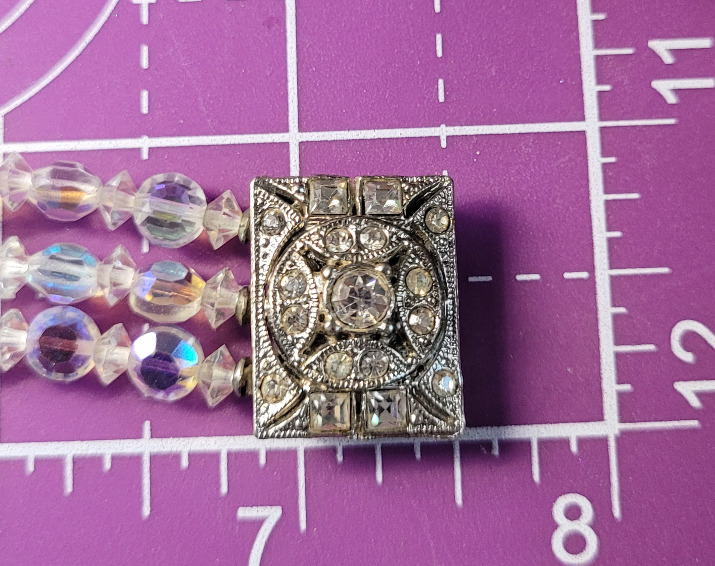 Triple strand vintage beaded Austrian Crystal rhinestone clasp bracelet