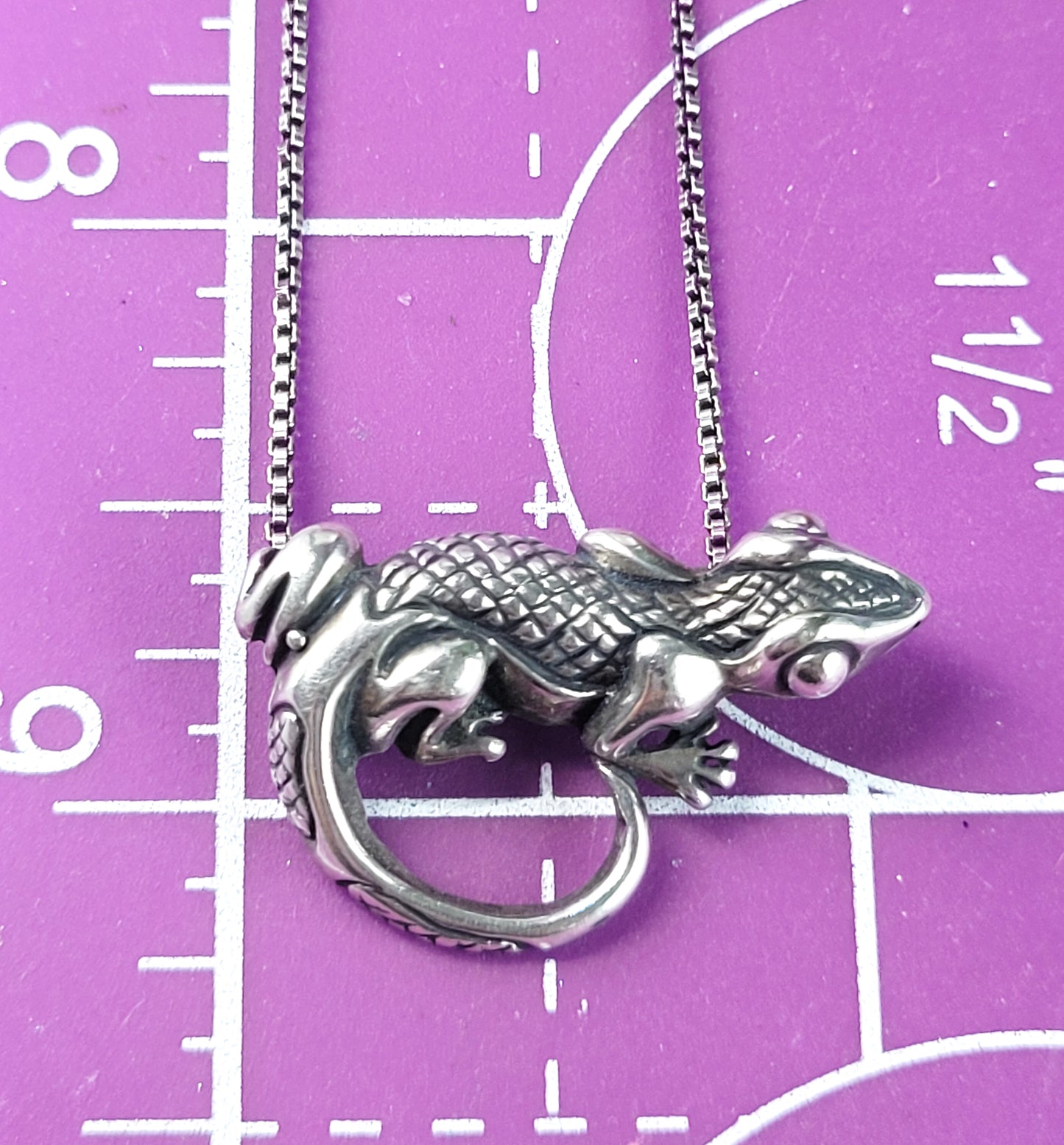 Lizard sterling silver artisan tribal lizard reptile vintage sterling silver necklace