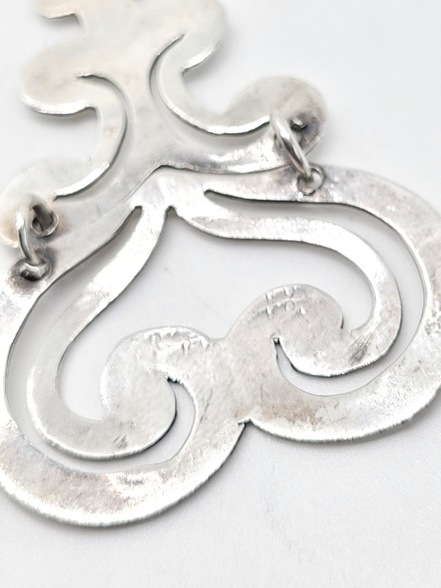 Tribal Heart Open Work Artisan handcrafted vintage sterling silver necklace