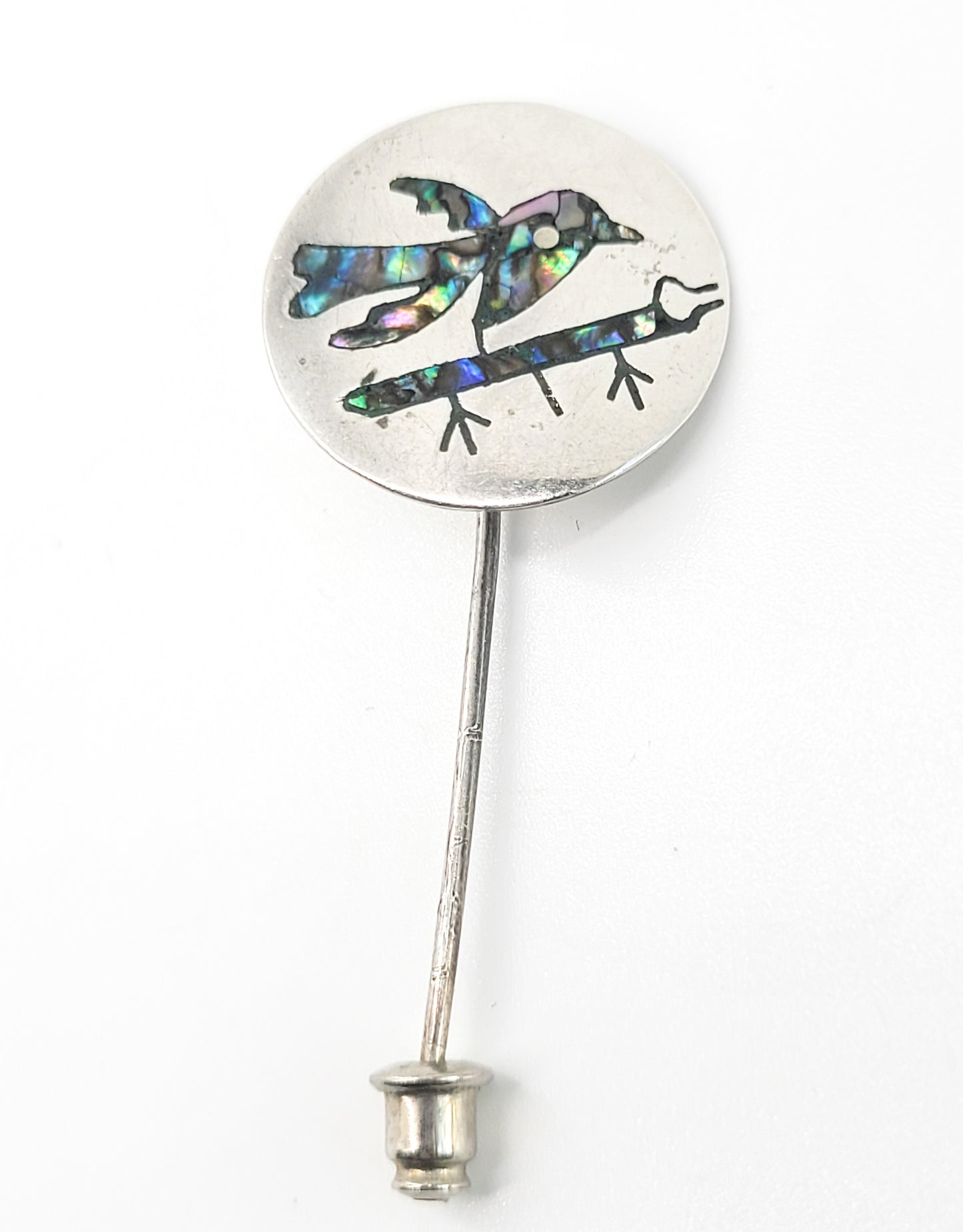 Abalone bird vintage sterling silver Taxco Mexico lapel pin brooch