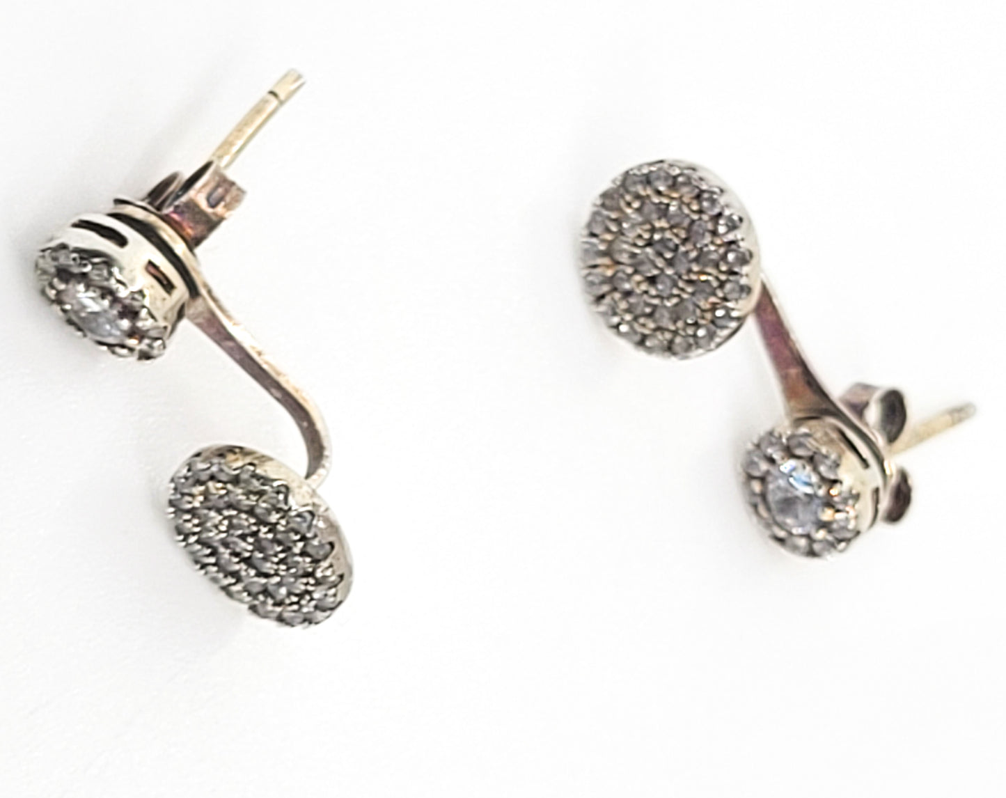 CN cubic zirconia CZ gold over sterling silver pave stud earrings with enhancer