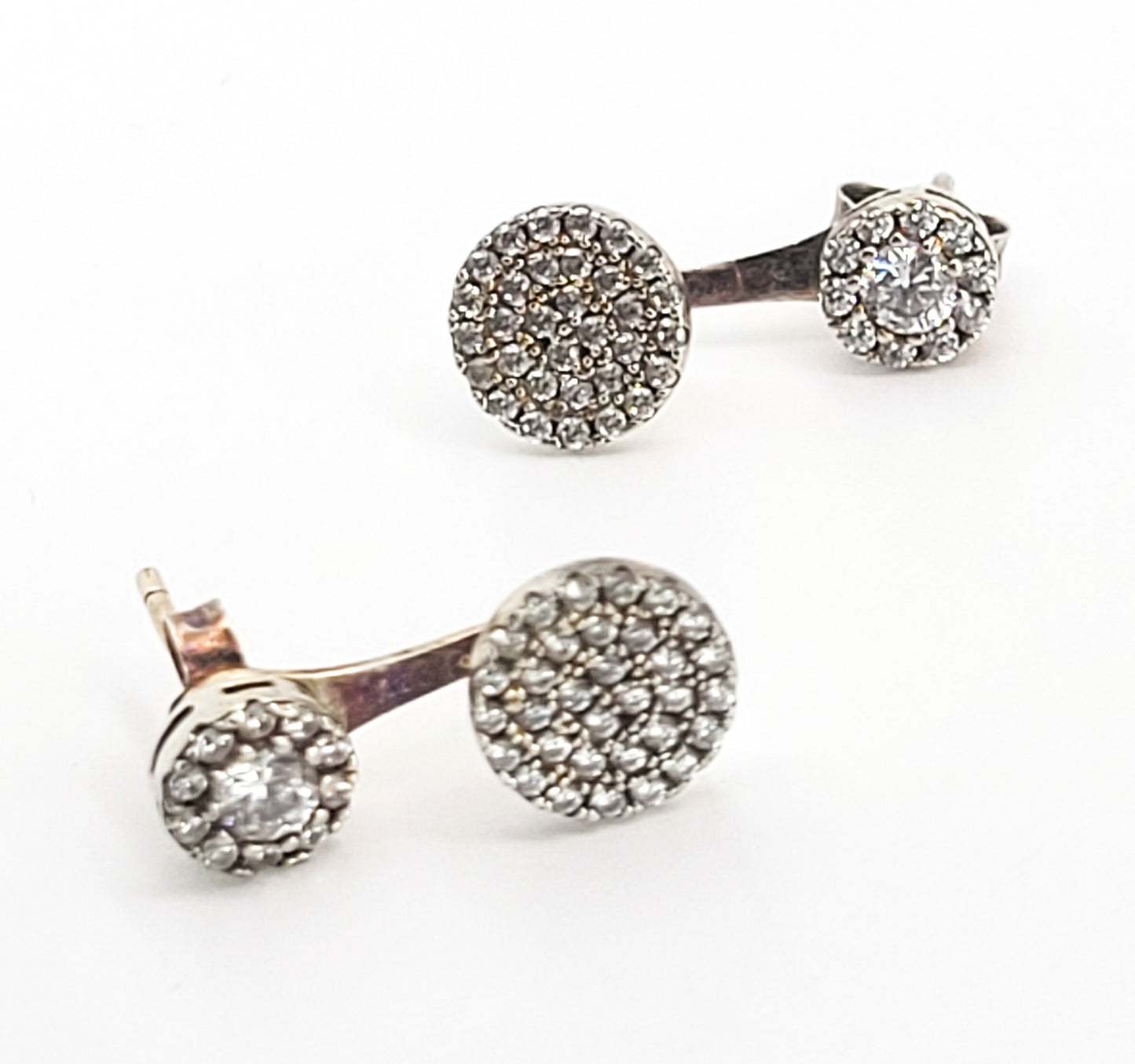 CN cubic zirconia CZ gold over sterling silver pave stud earrings with enhancer