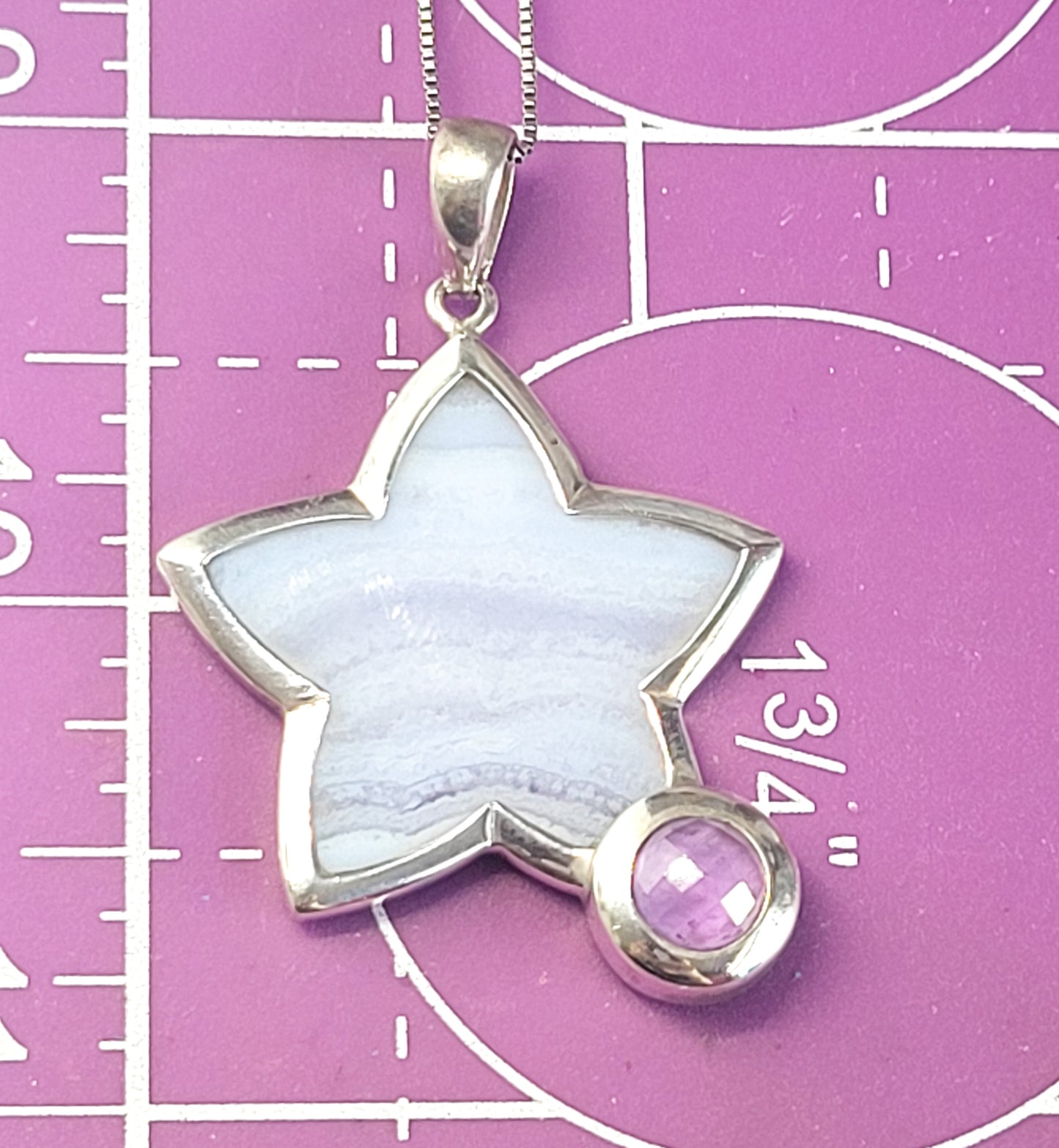 Whitney Kelly WK Blue lace agate star and amethyst sterling silver necklace