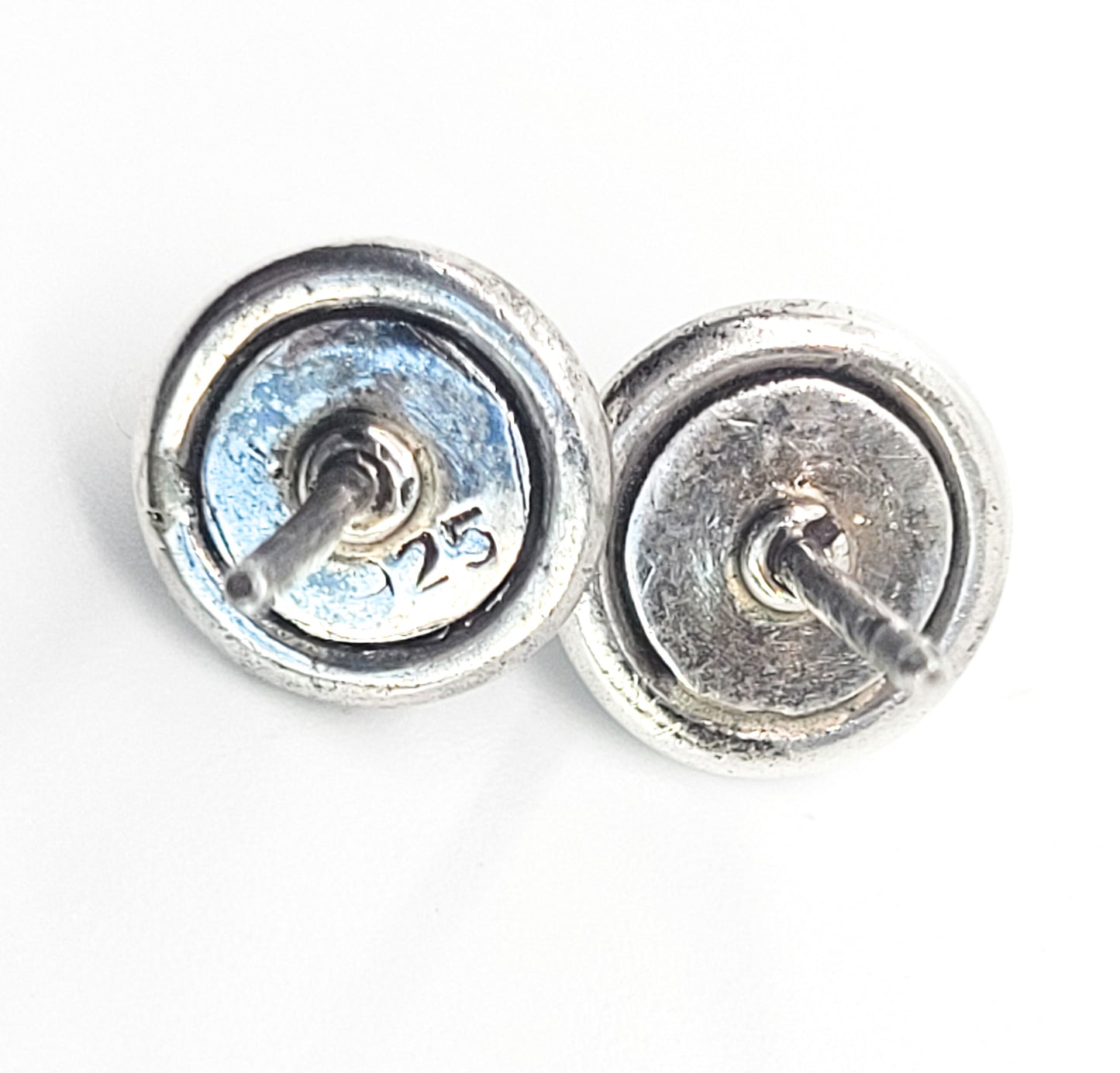 Labradorite vintage shadow box sterling silver stud earrings