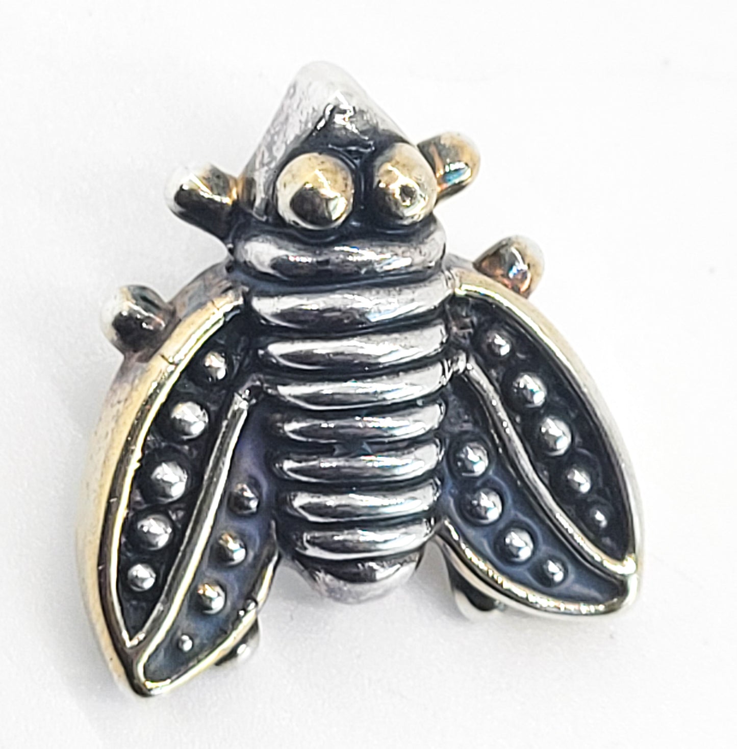 Simon Sebbag SSD Bee Puffy figural sterling silver vintage brooch pin signed