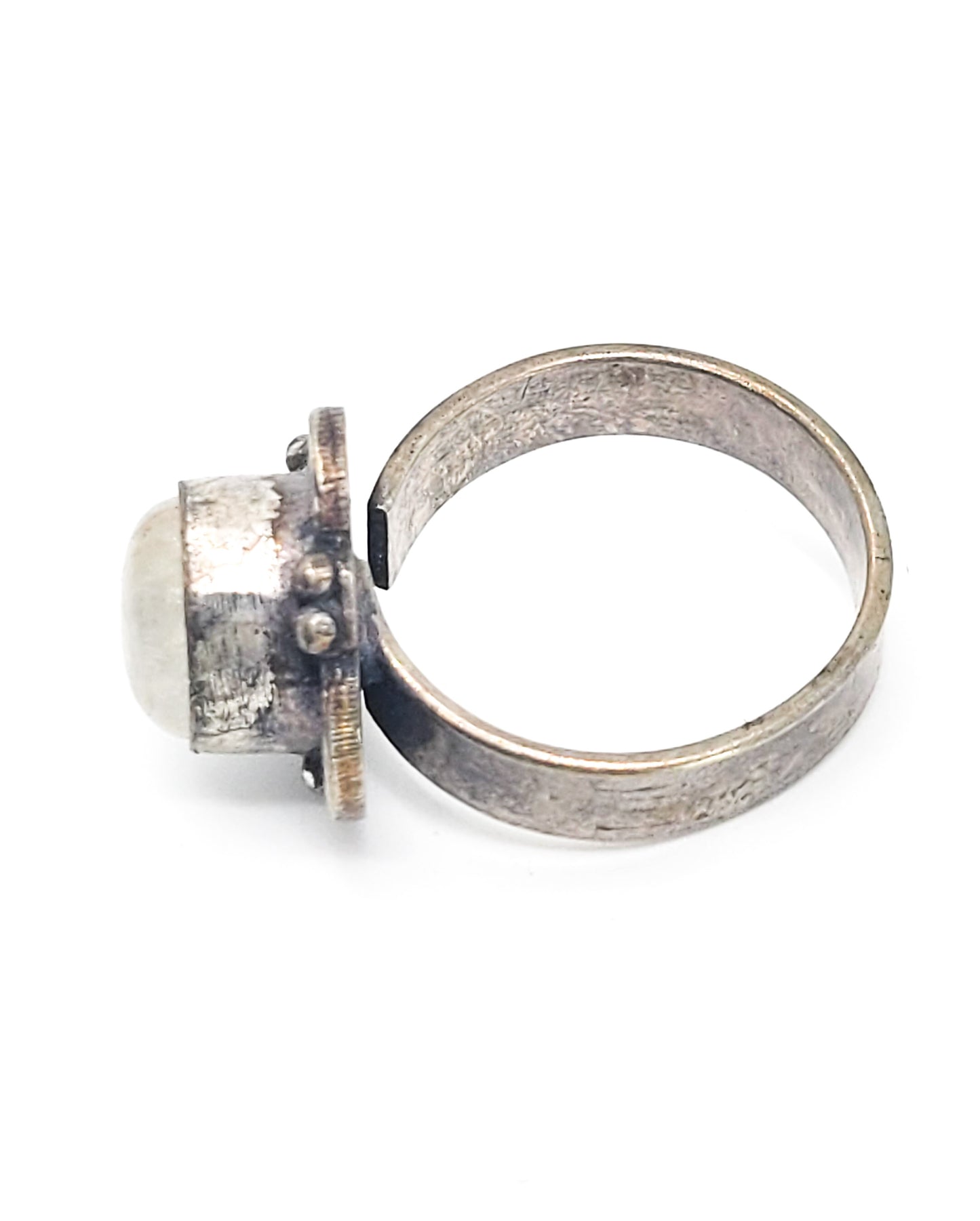 Garden Quartz Lodolite silver plated adjustable Balinese tribal style gemstone ring