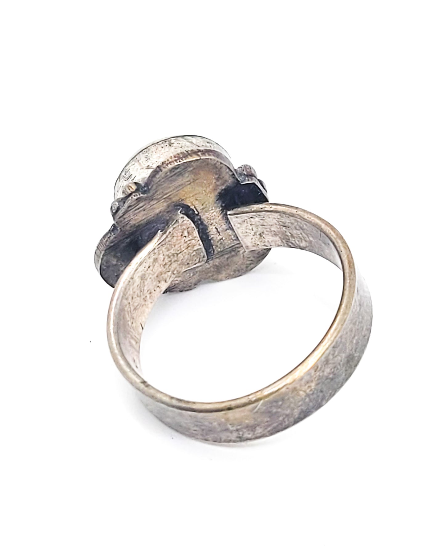 Garden Quartz Lodolite silver plated adjustable Balinese tribal style gemstone ring