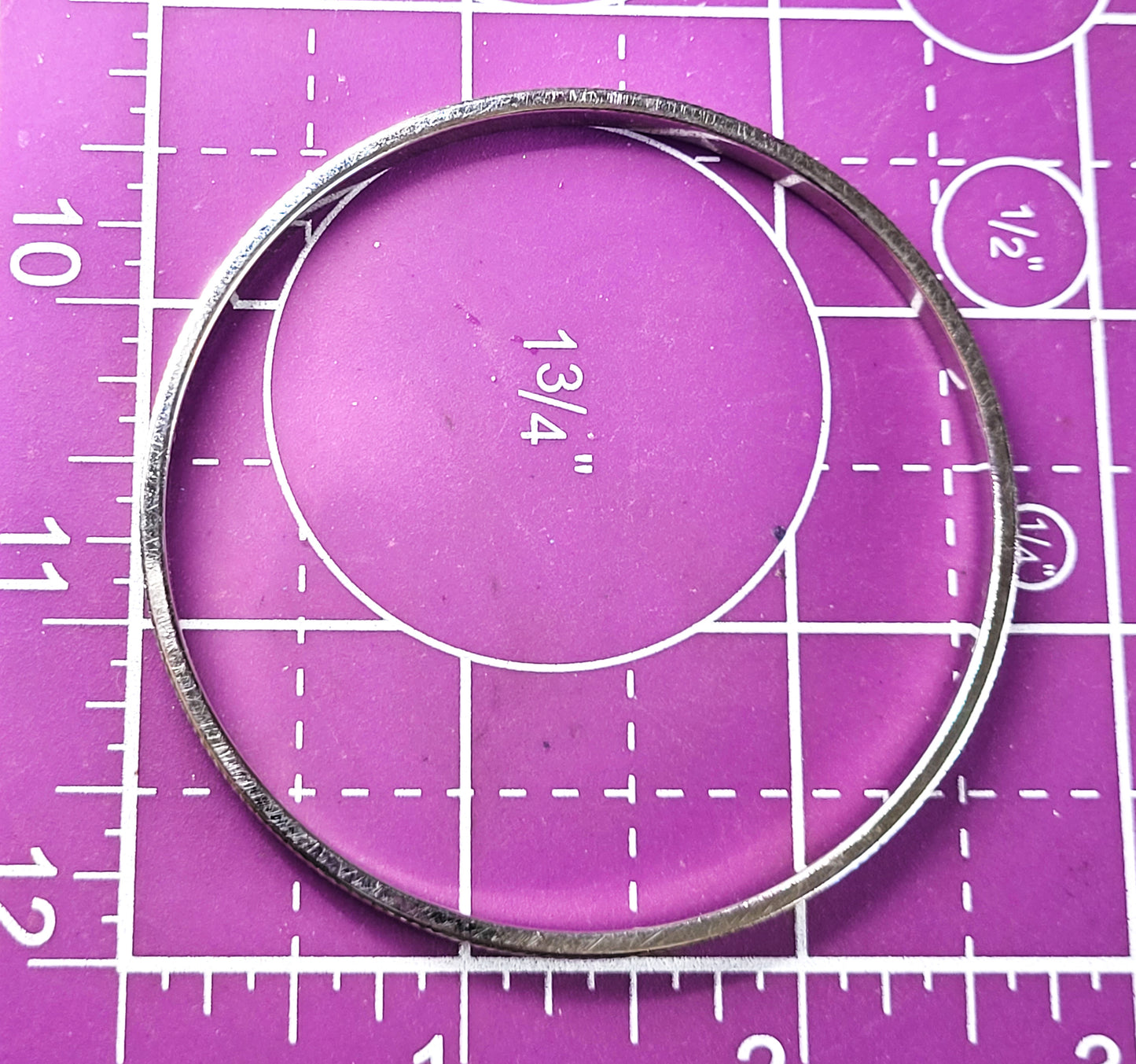 Monet silver toned etched line thin textured vintage bangle bracelet