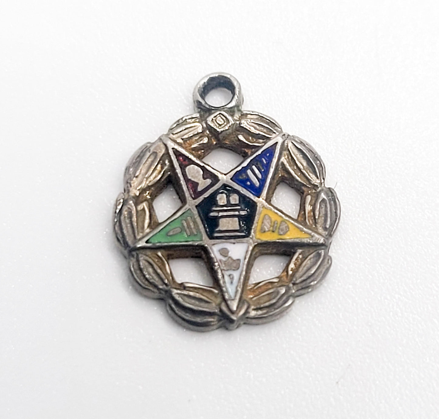Order of the Eastern Star Masonic Fraternity enamel silver vintage charm