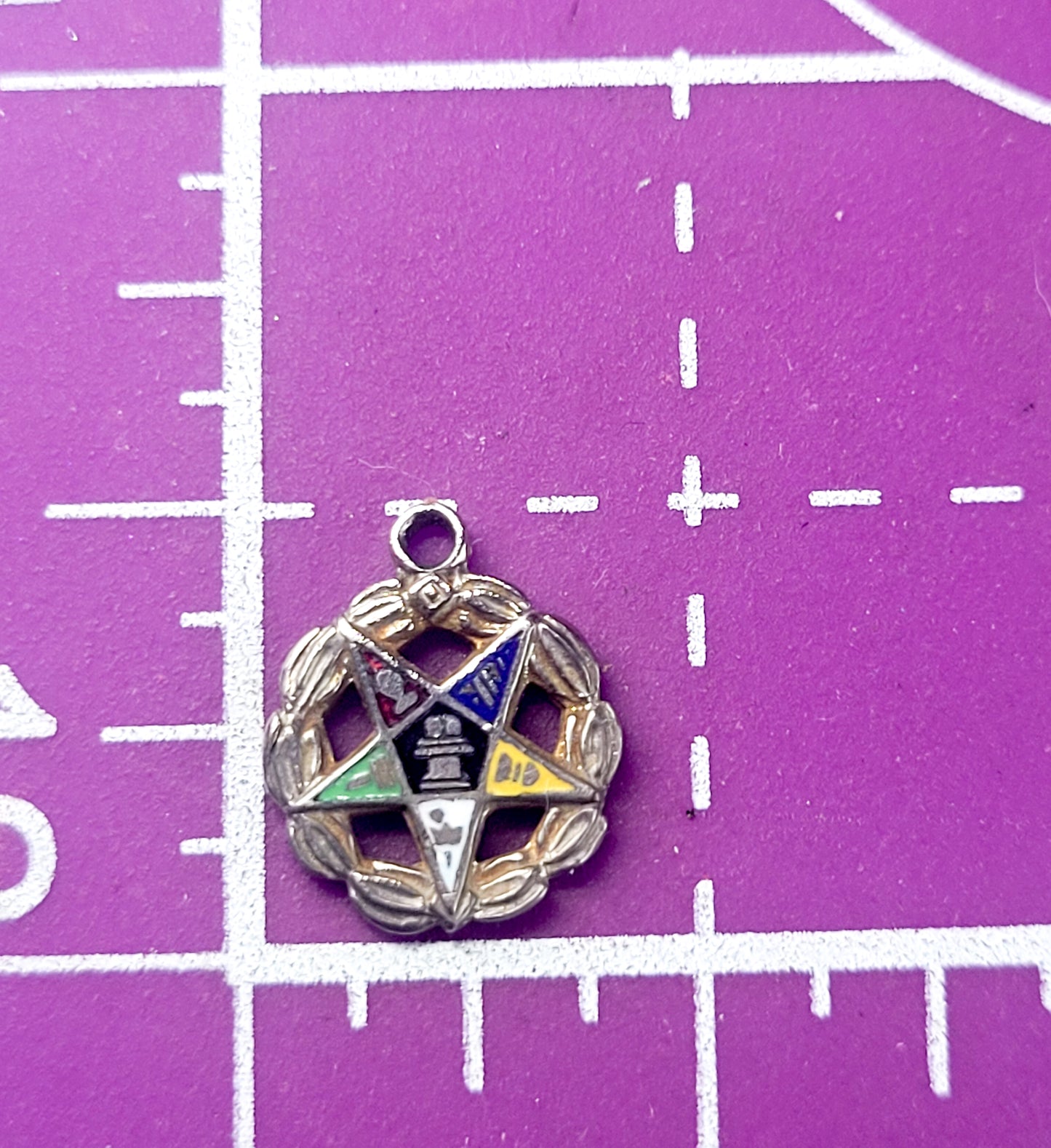 Order of the Eastern Star Masonic Fraternity enamel silver vintage charm
