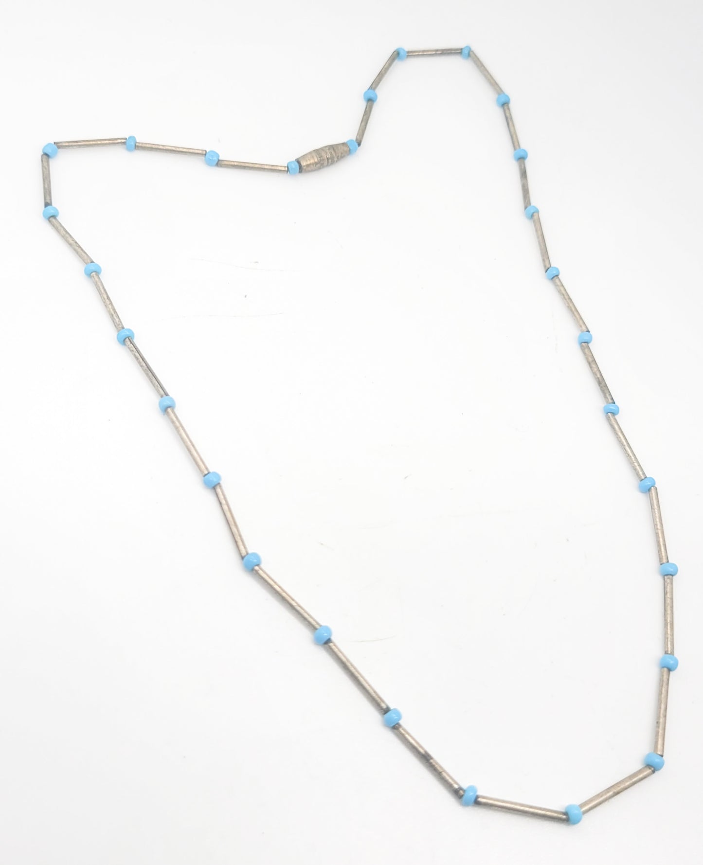 Liquid silver plated vintage beaded Southwestern fetish style necklace