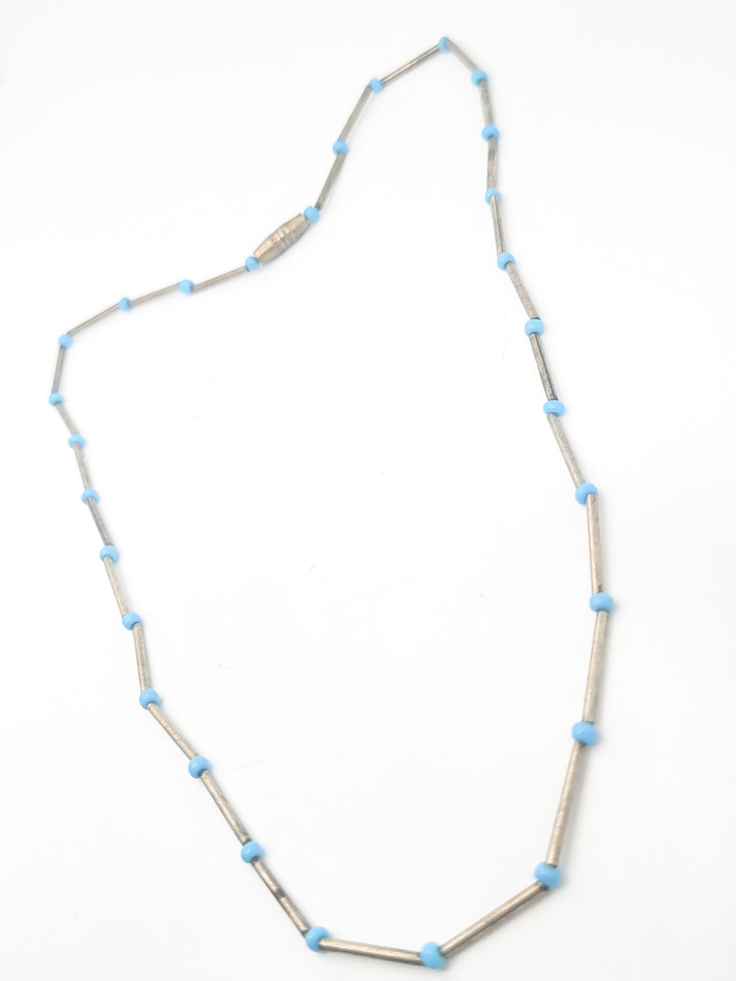 Liquid silver plated vintage beaded Southwestern fetish style necklace