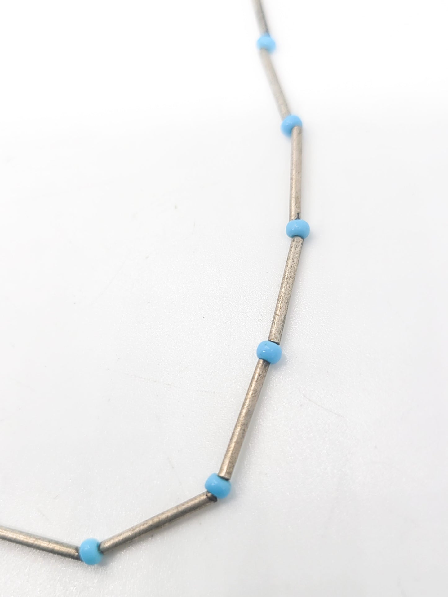 Liquid silver plated vintage beaded Southwestern fetish style necklace