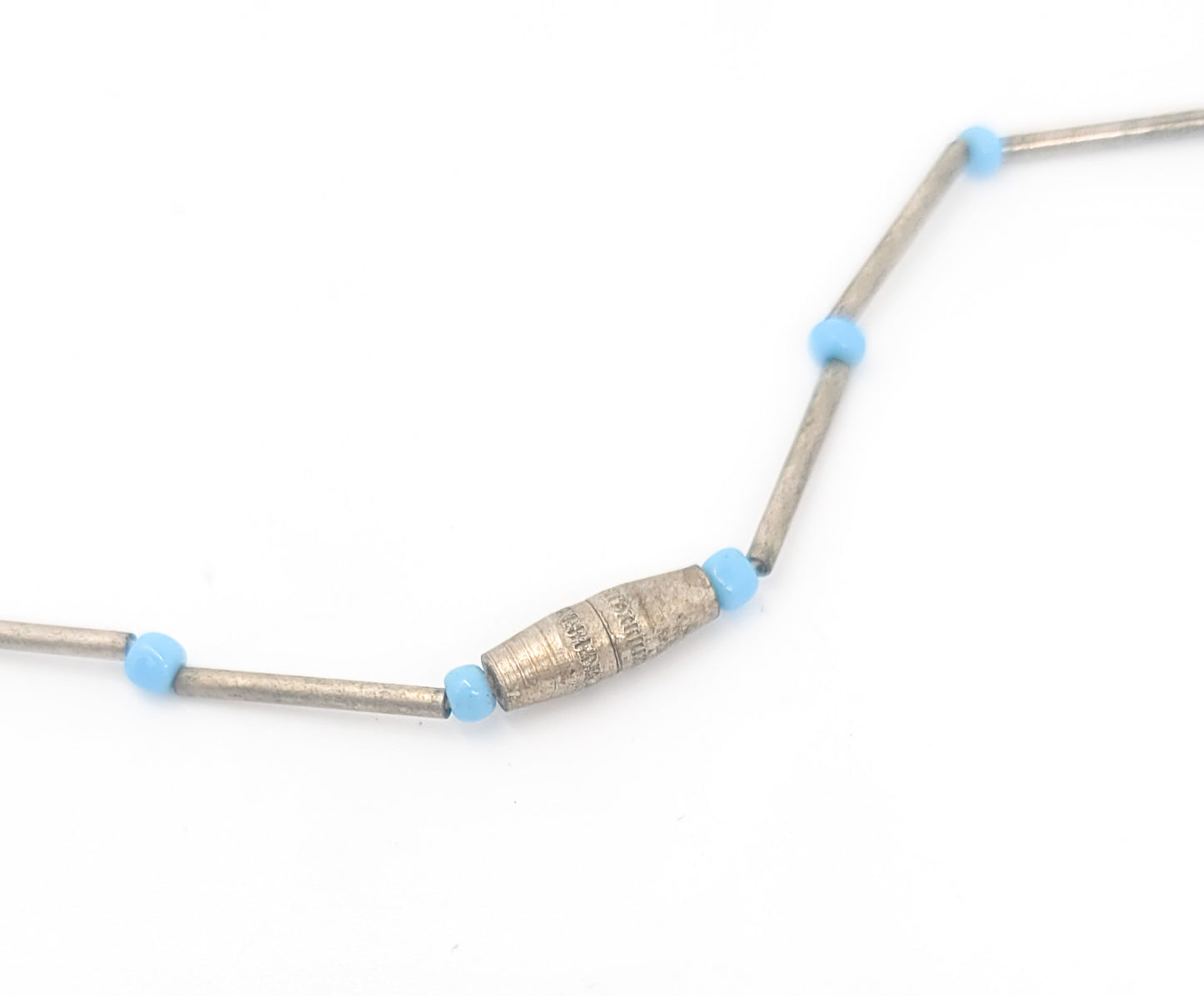 Liquid silver plated vintage beaded Southwestern fetish style necklace