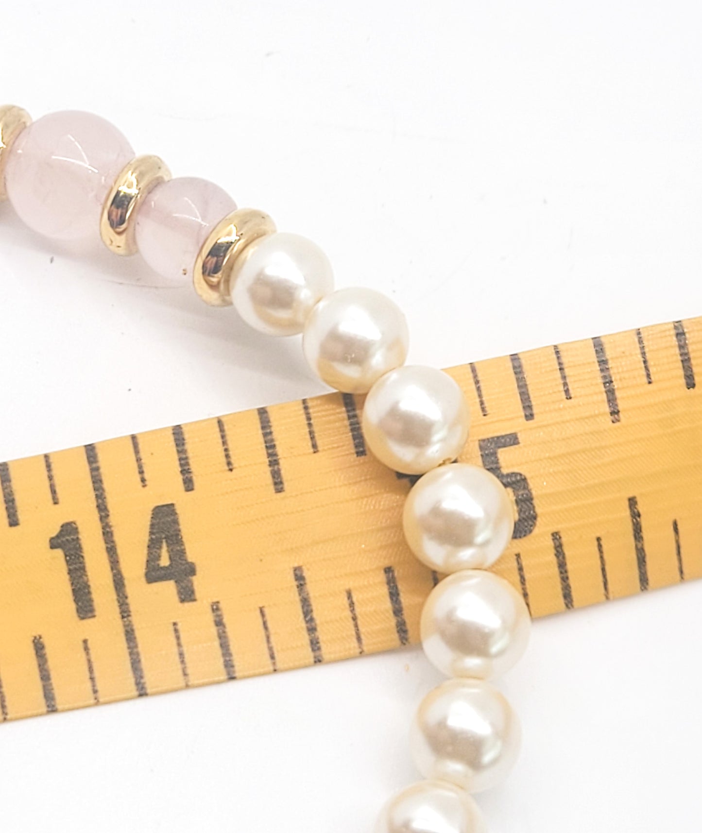 Napier Faux white pearl and Rose quartz vintage beaded necklace