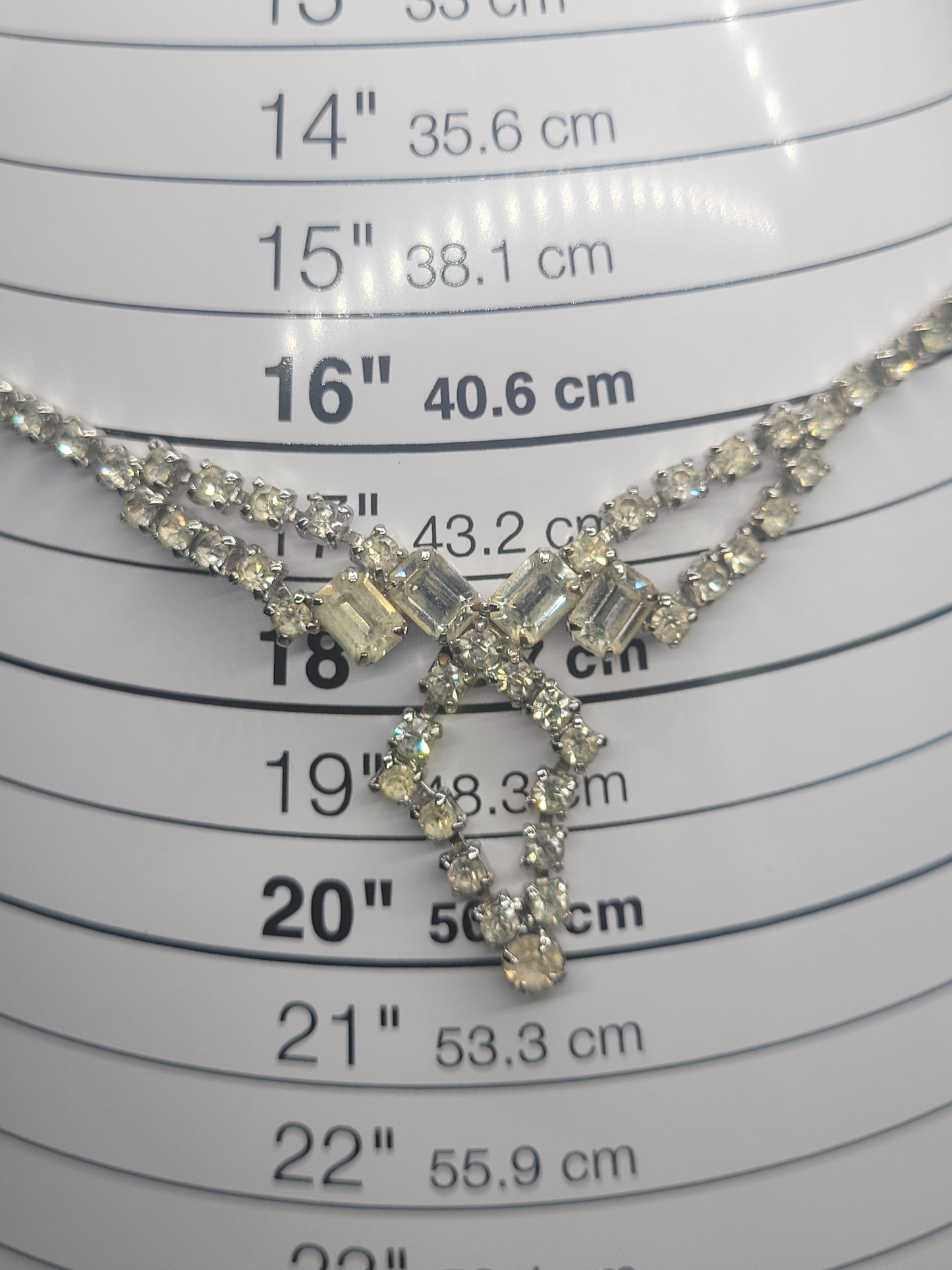 Vintage rhinestone drop choker bib necklace