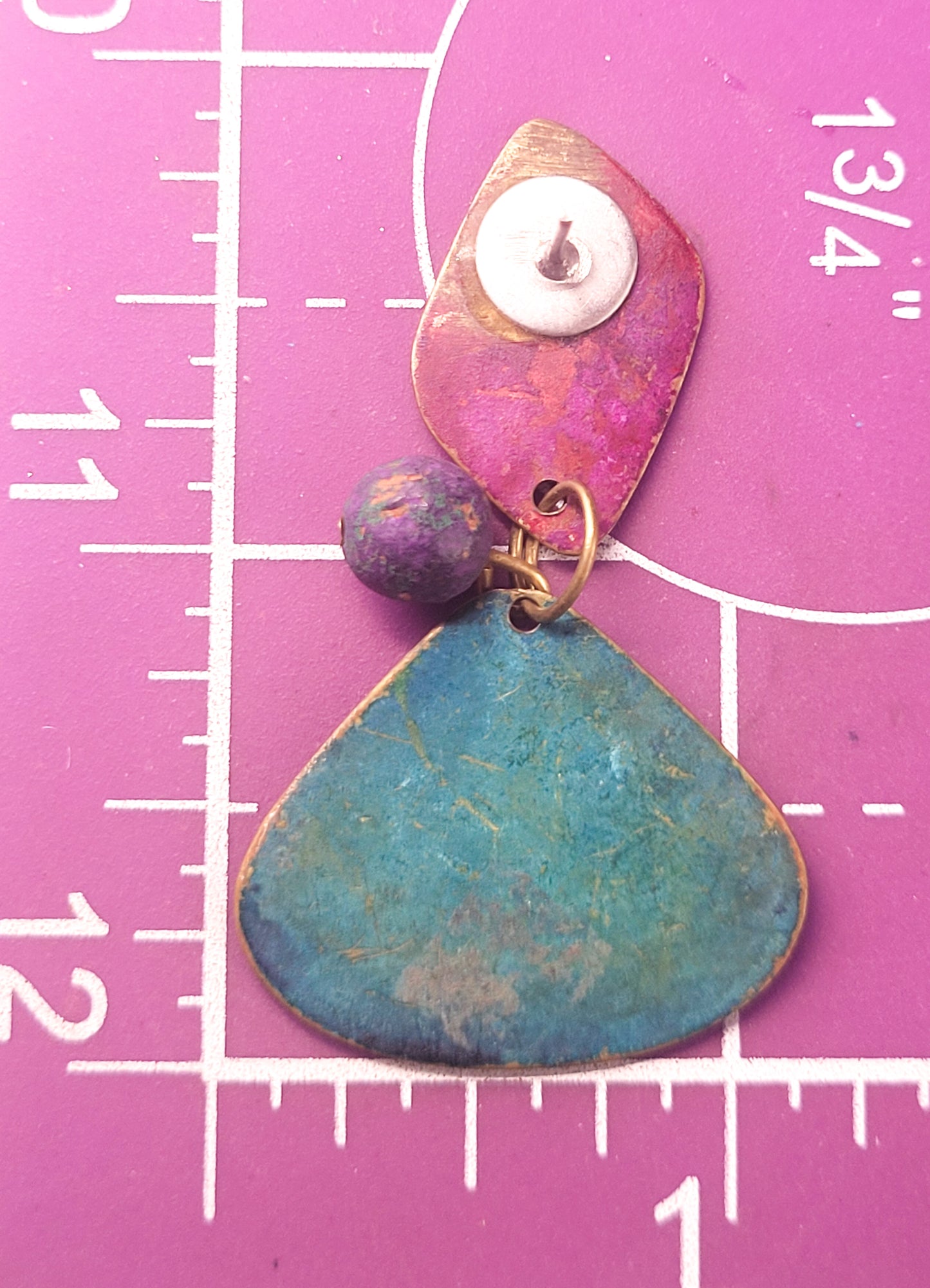 Retro Bohemian Peacock metal 1980's drop earrings