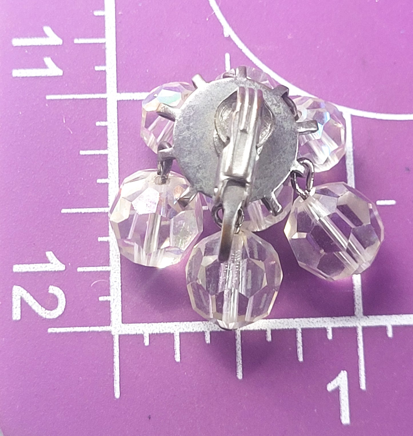 Austrian crystal aurora borealis dangle vintage clip on earnings