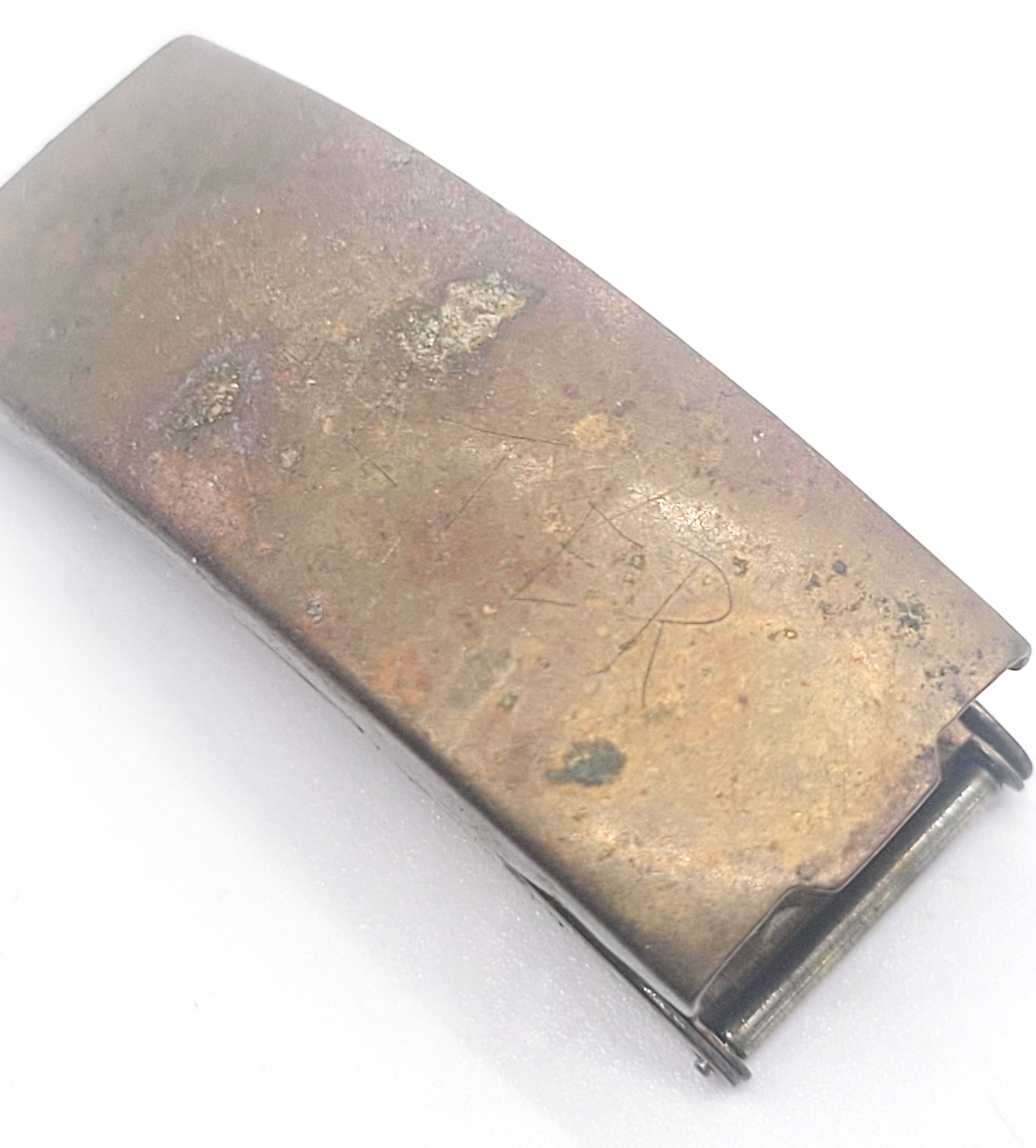 Mid Century brass locket watch band with pictures. Locket only