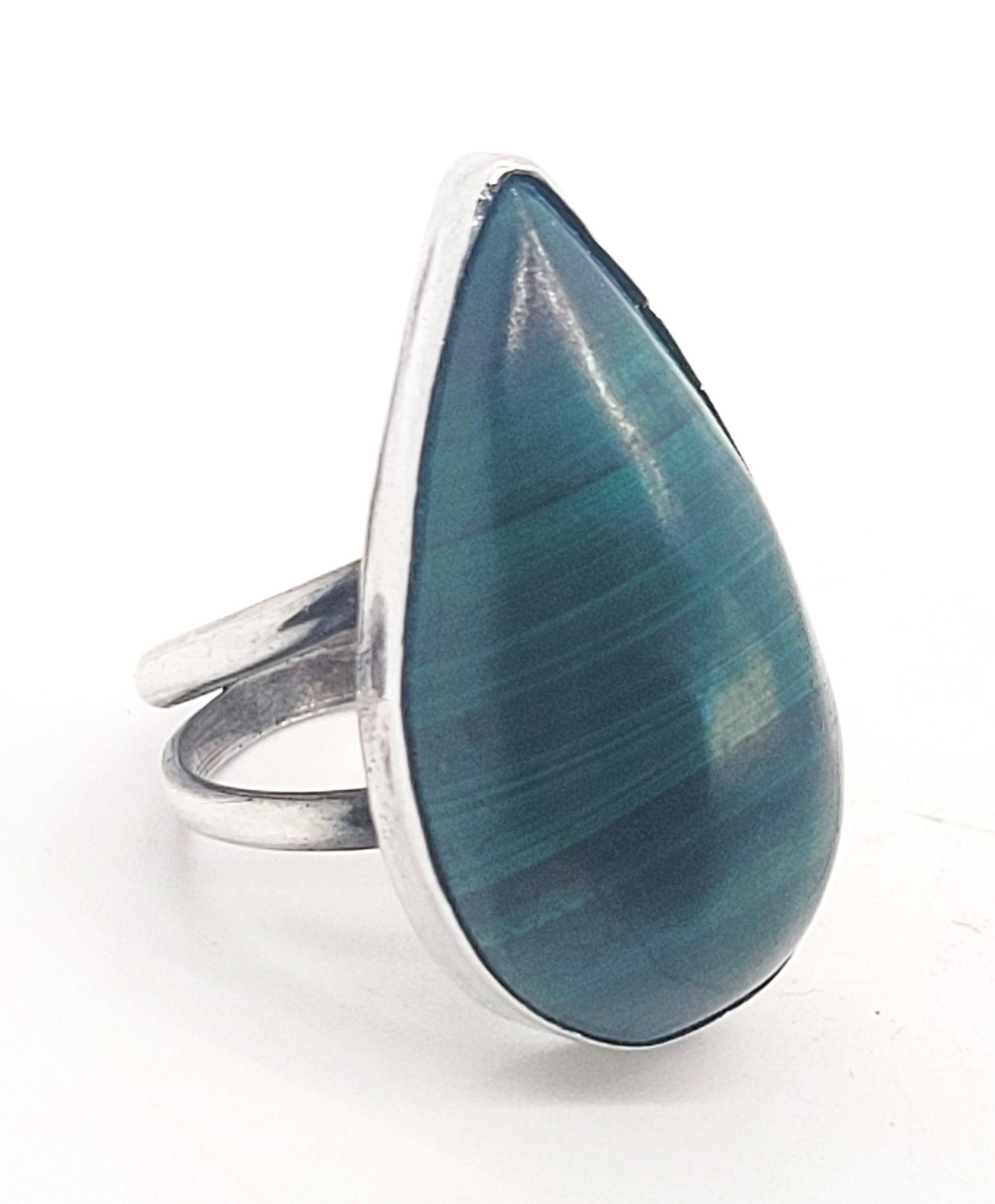 Malachite large split shank vintage sterling silver ring size 6.5