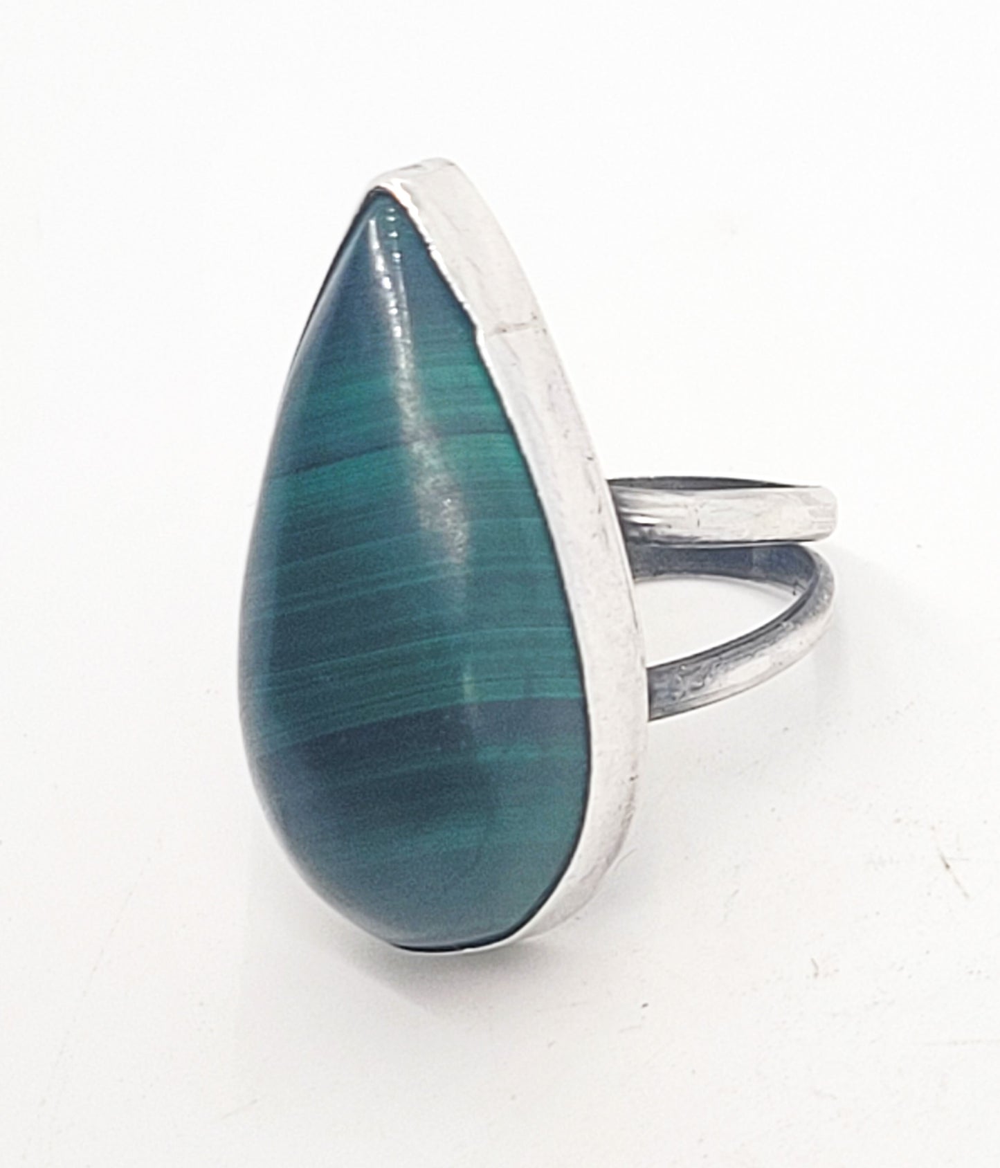 Malachite large split shank vintage sterling silver ring size 6.5