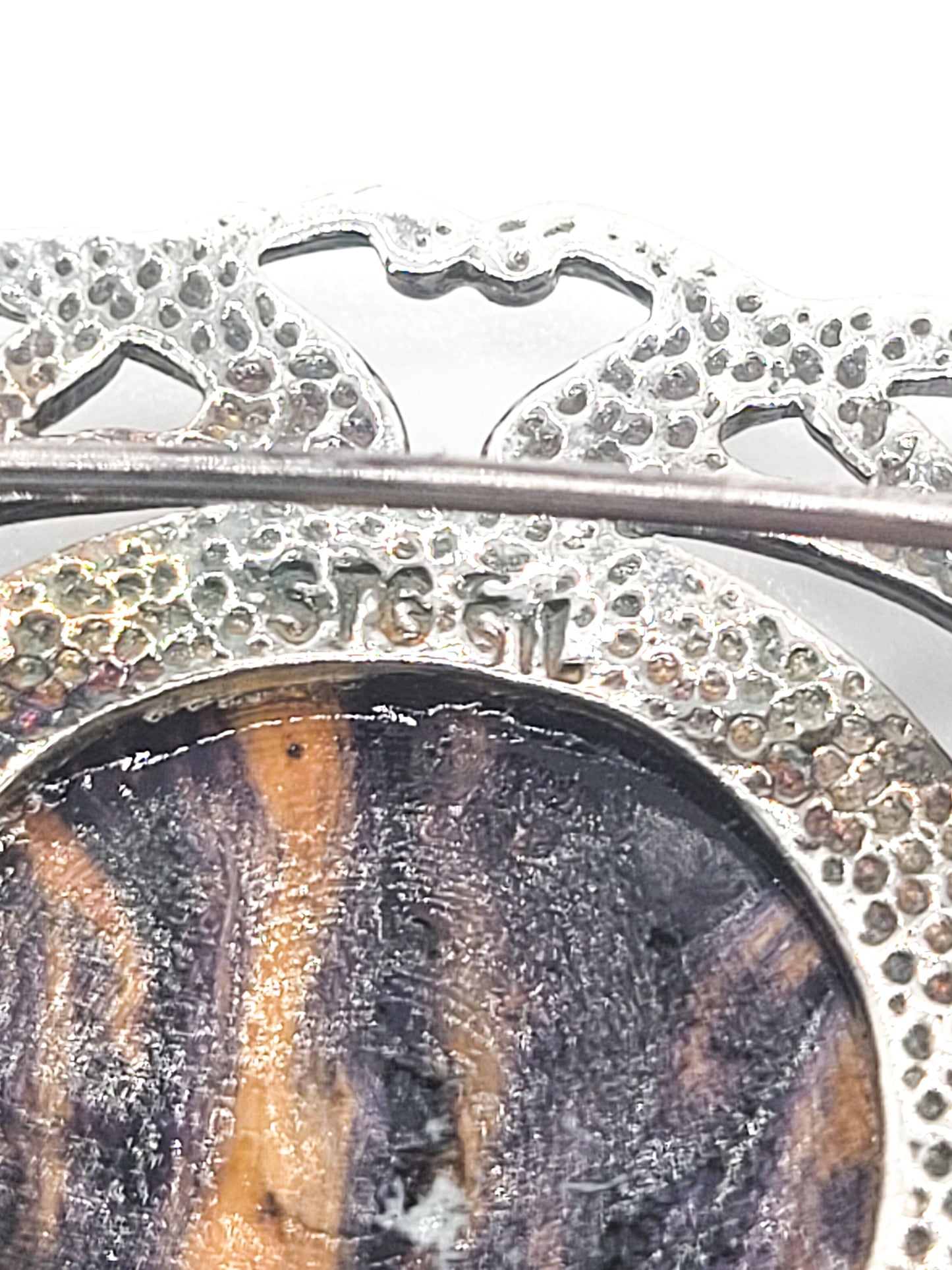 STG Purple Pietersite Celtic sterling silver vintage brooch pin