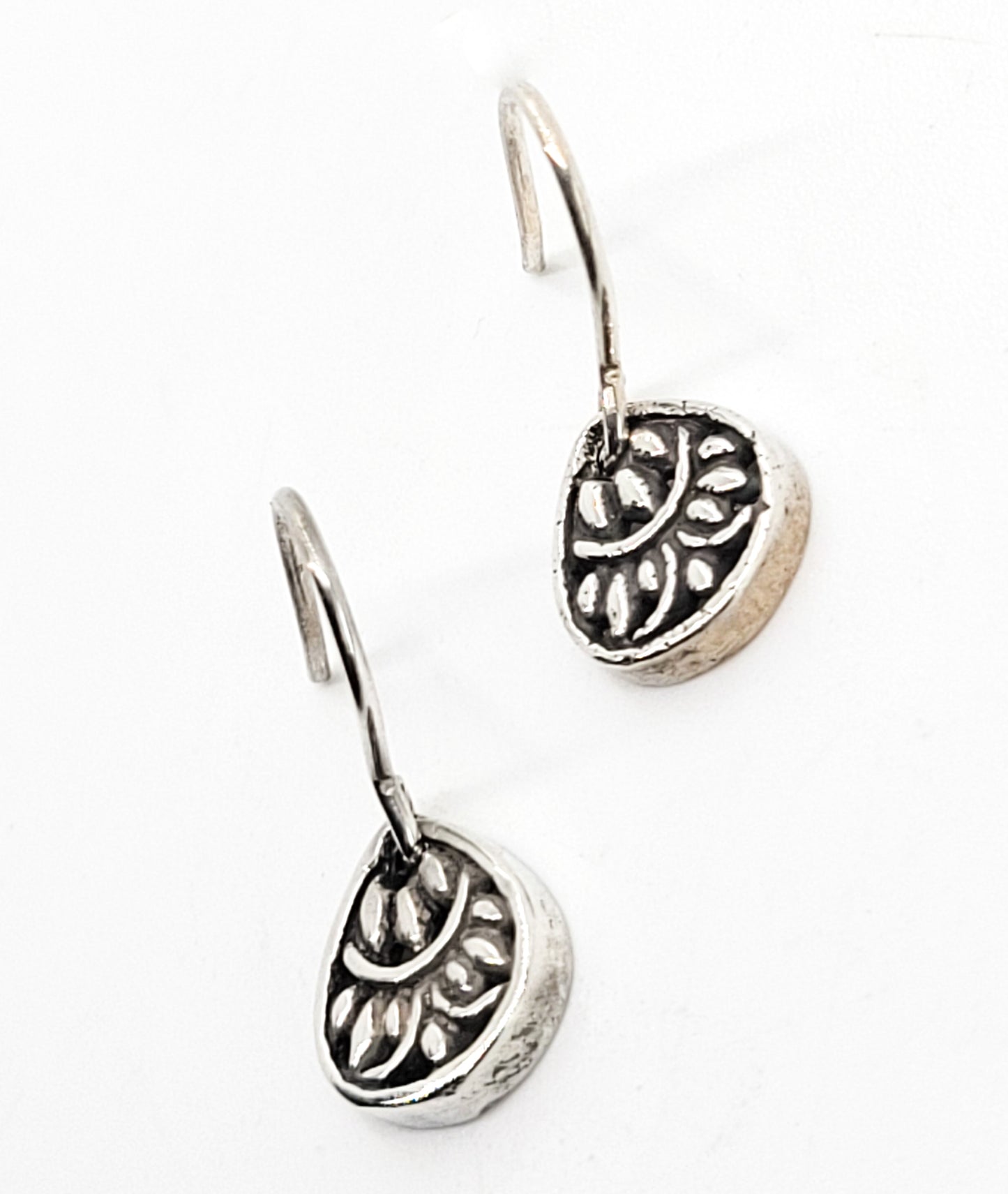 Petite small Balinese Tribal vintage sterling silver drop earrings