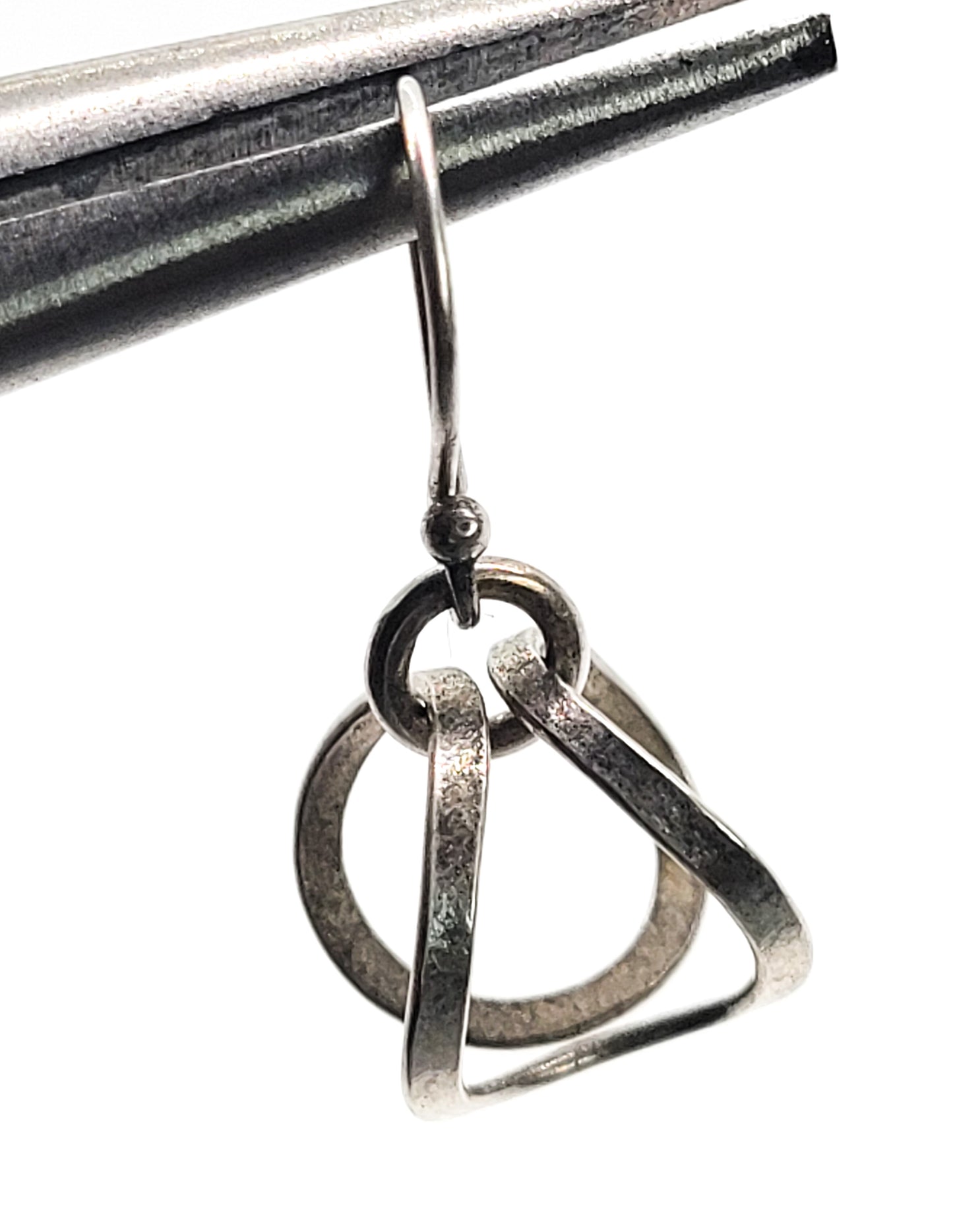 Loeber and Look Abstract modernist hoop drop retro vintage sterling silver earrings