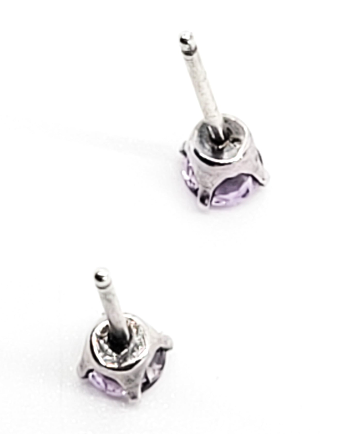 STG Sterling silver purple claw set Cubic Zirconia CZ earrings