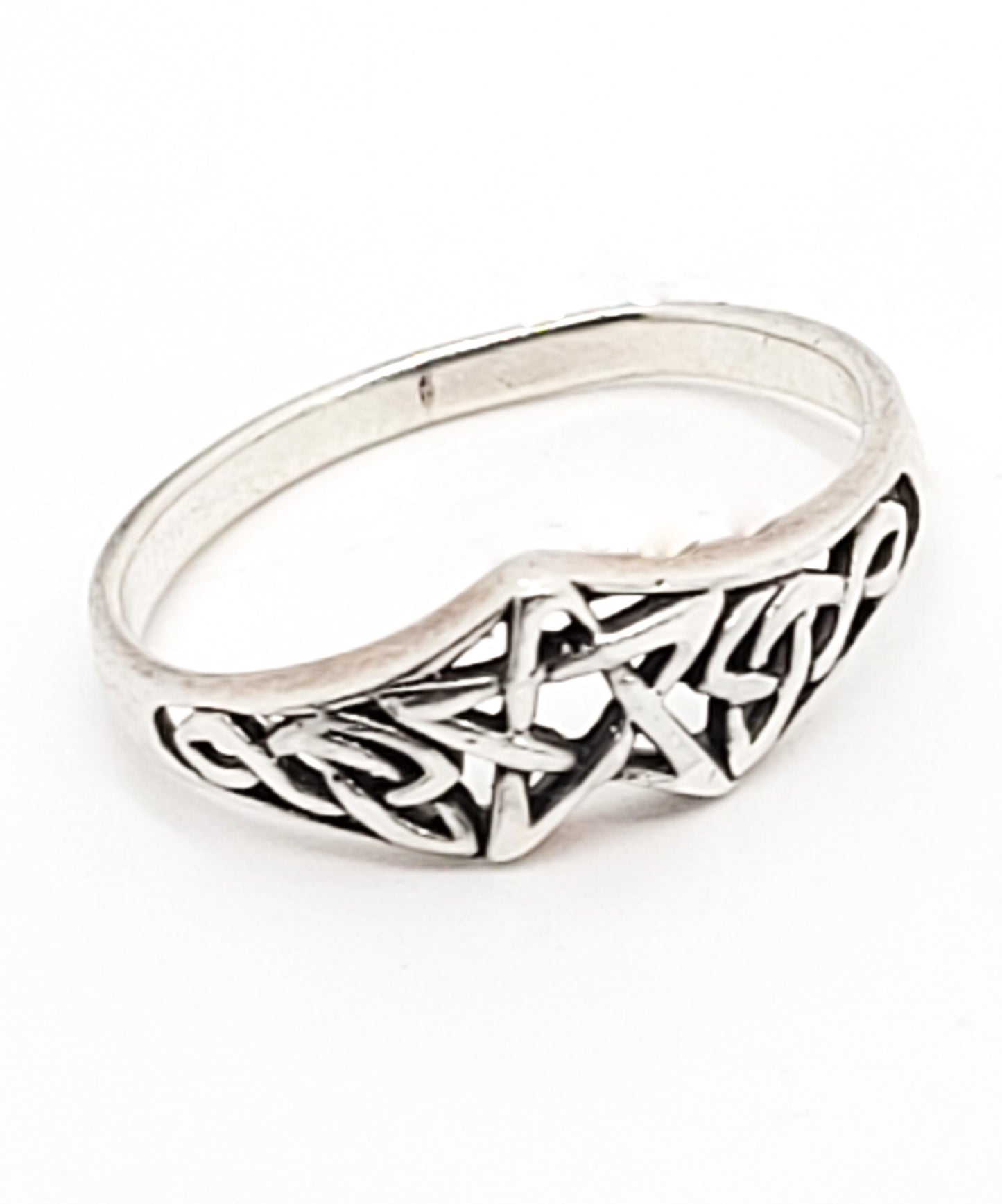 Star pentacle Celtic infinity knot vintage sterling silver band ring size 8