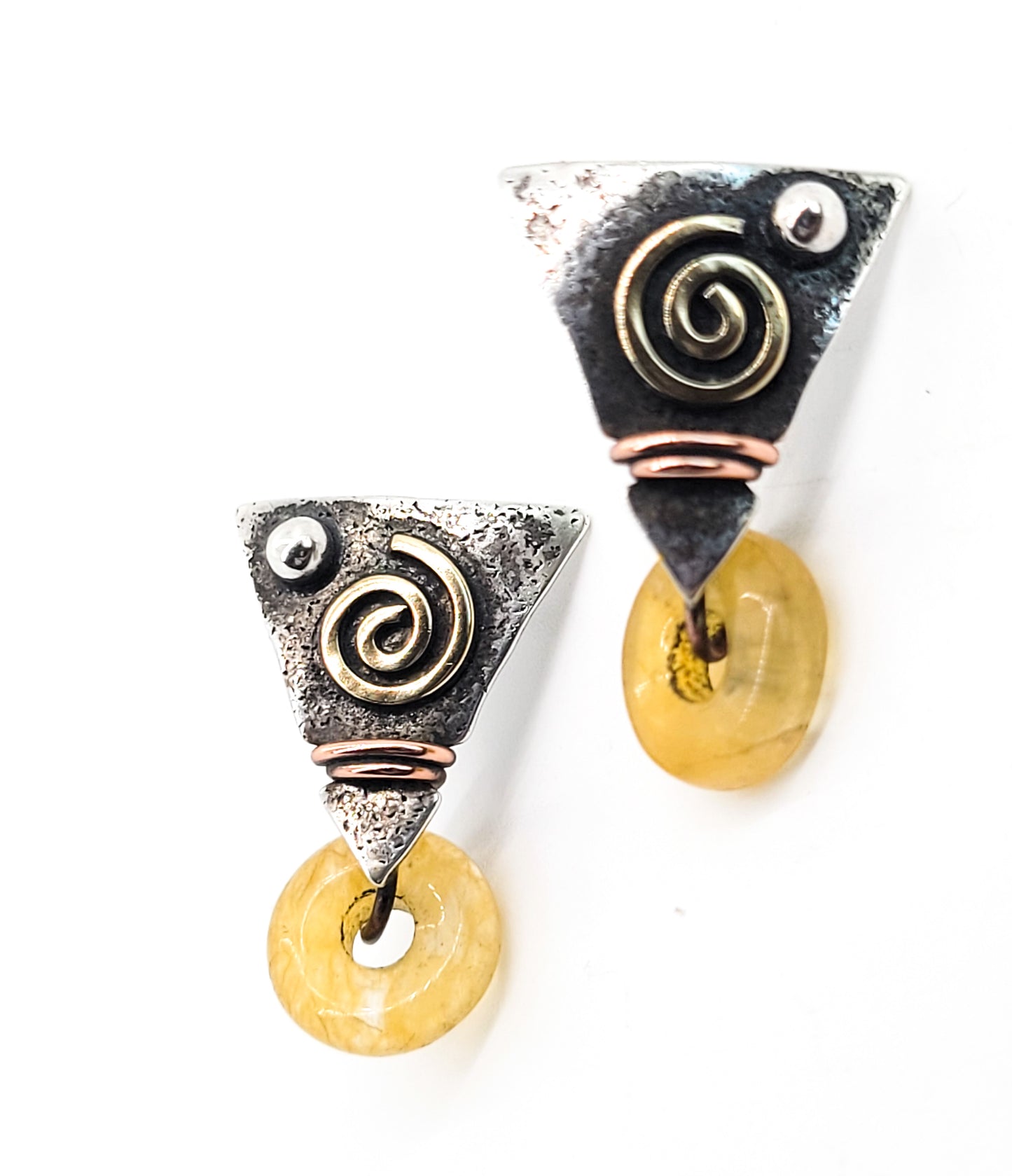 Shaman's Hand arrow citrine donut hallmarked vintage sterling silver gold filled earrings