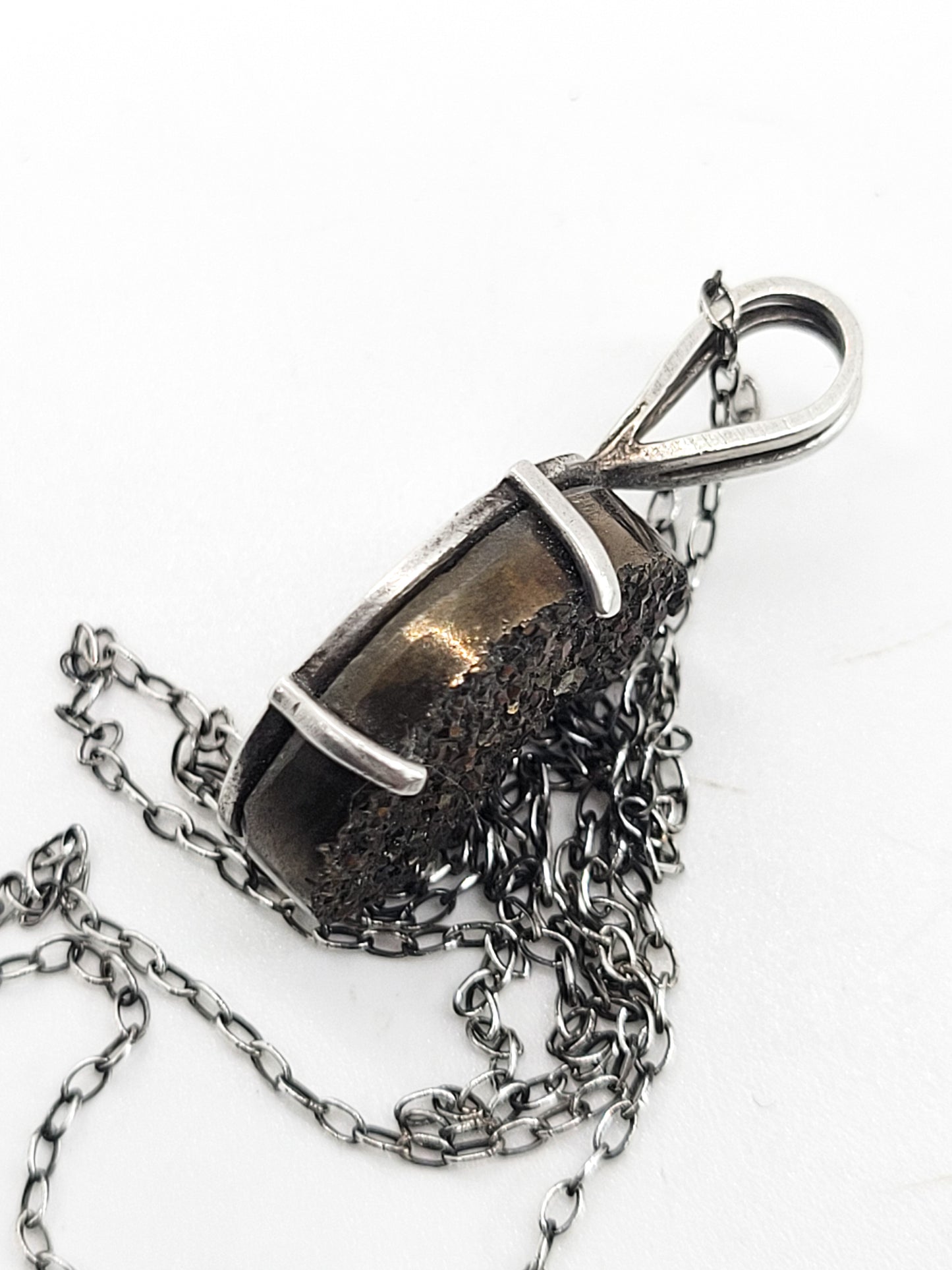 Purple Druzy FI sterling silver sparkling gemstone pendant necklace