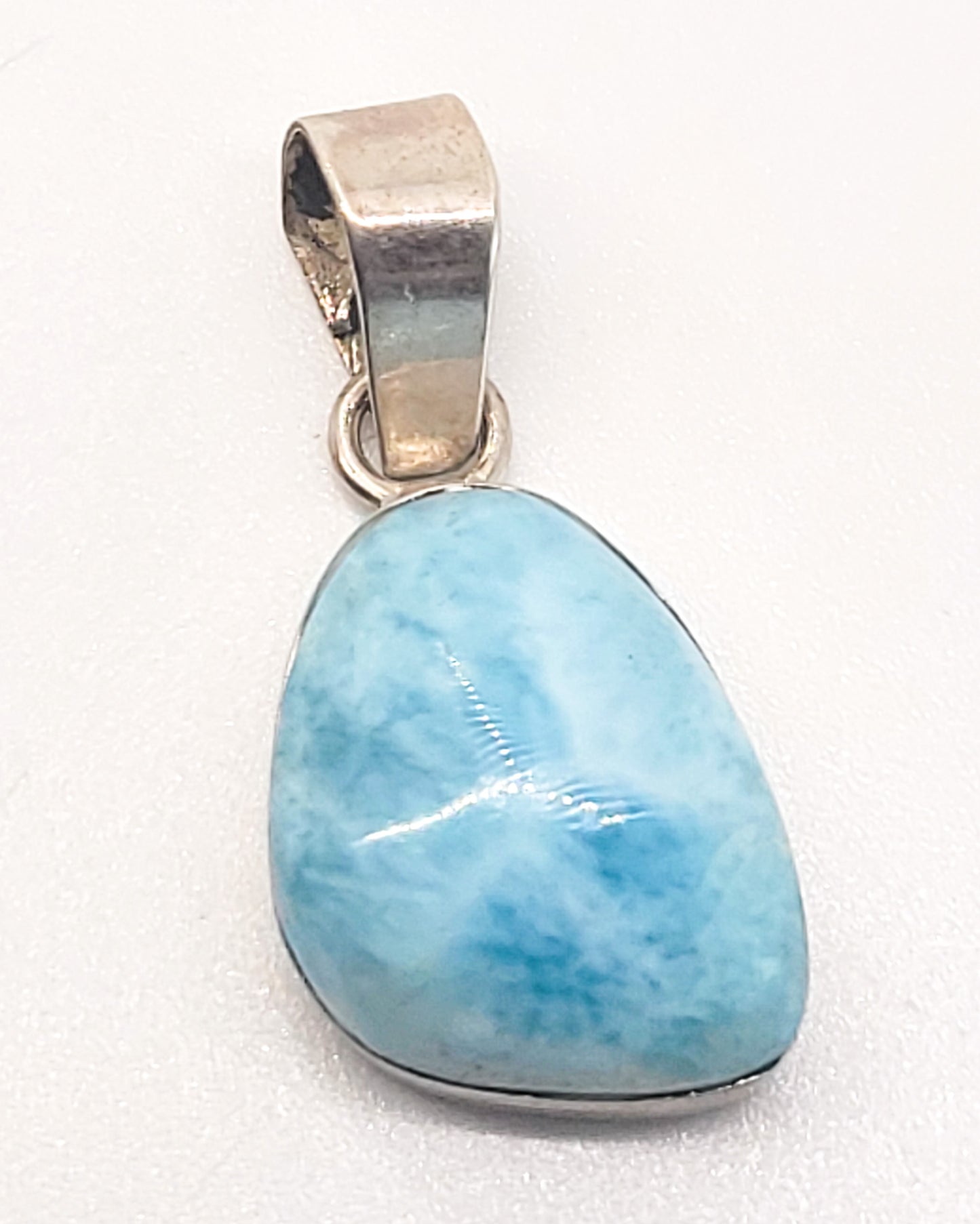 Larimar Dominican Republic blue gemstone sterling silver pendant