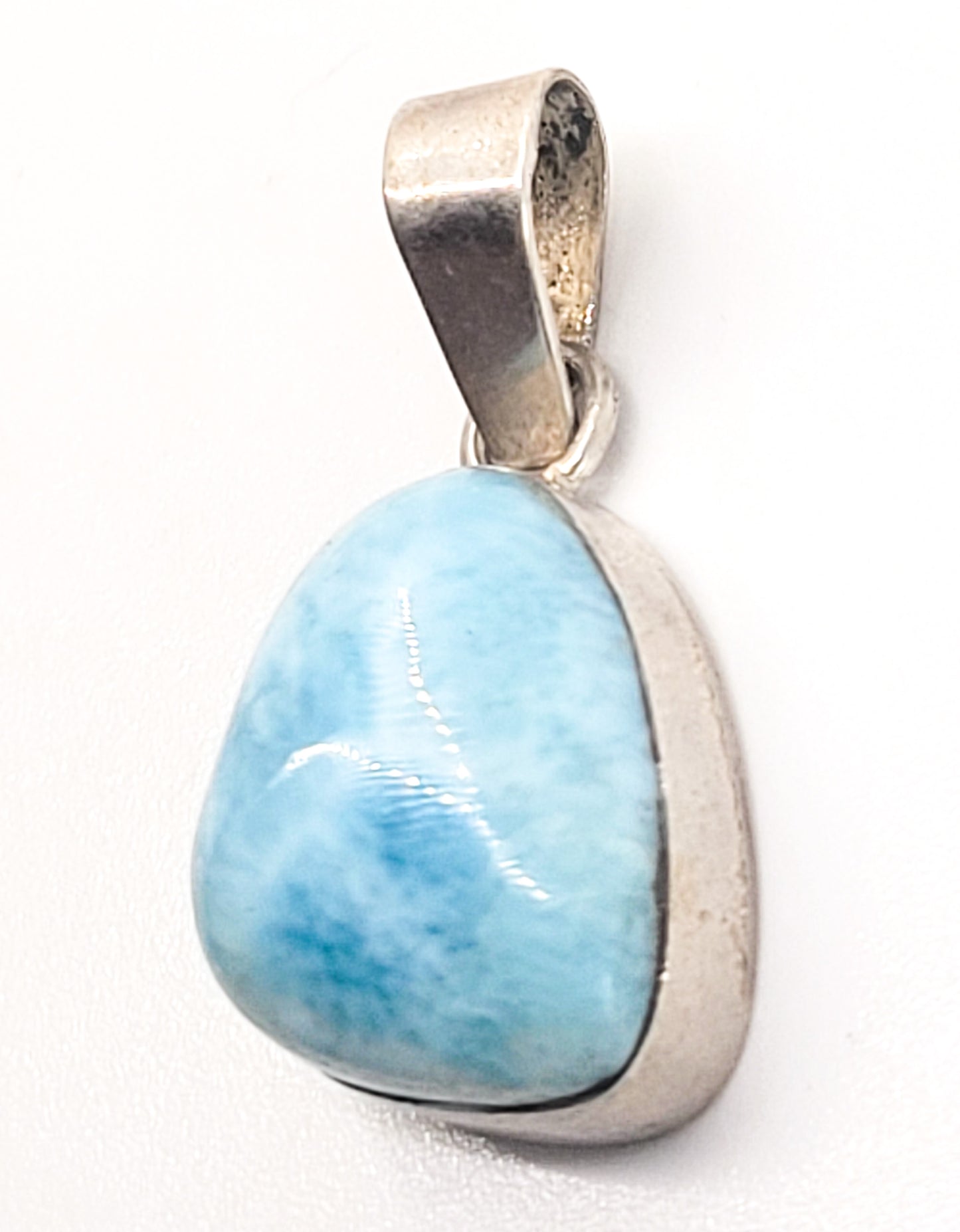 Larimar Dominican Republic blue gemstone sterling silver pendant