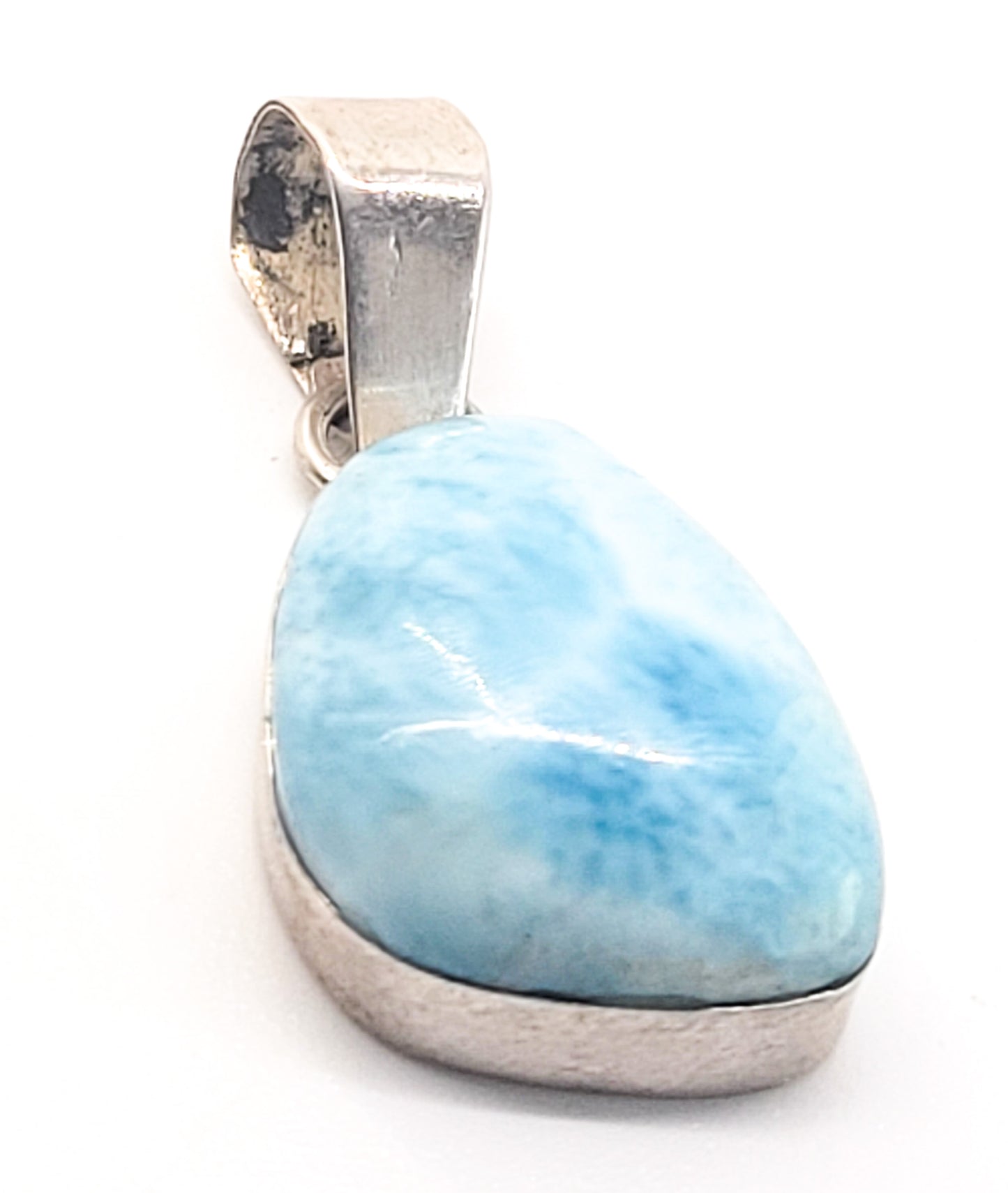 Larimar Dominican Republic blue gemstone sterling silver pendant
