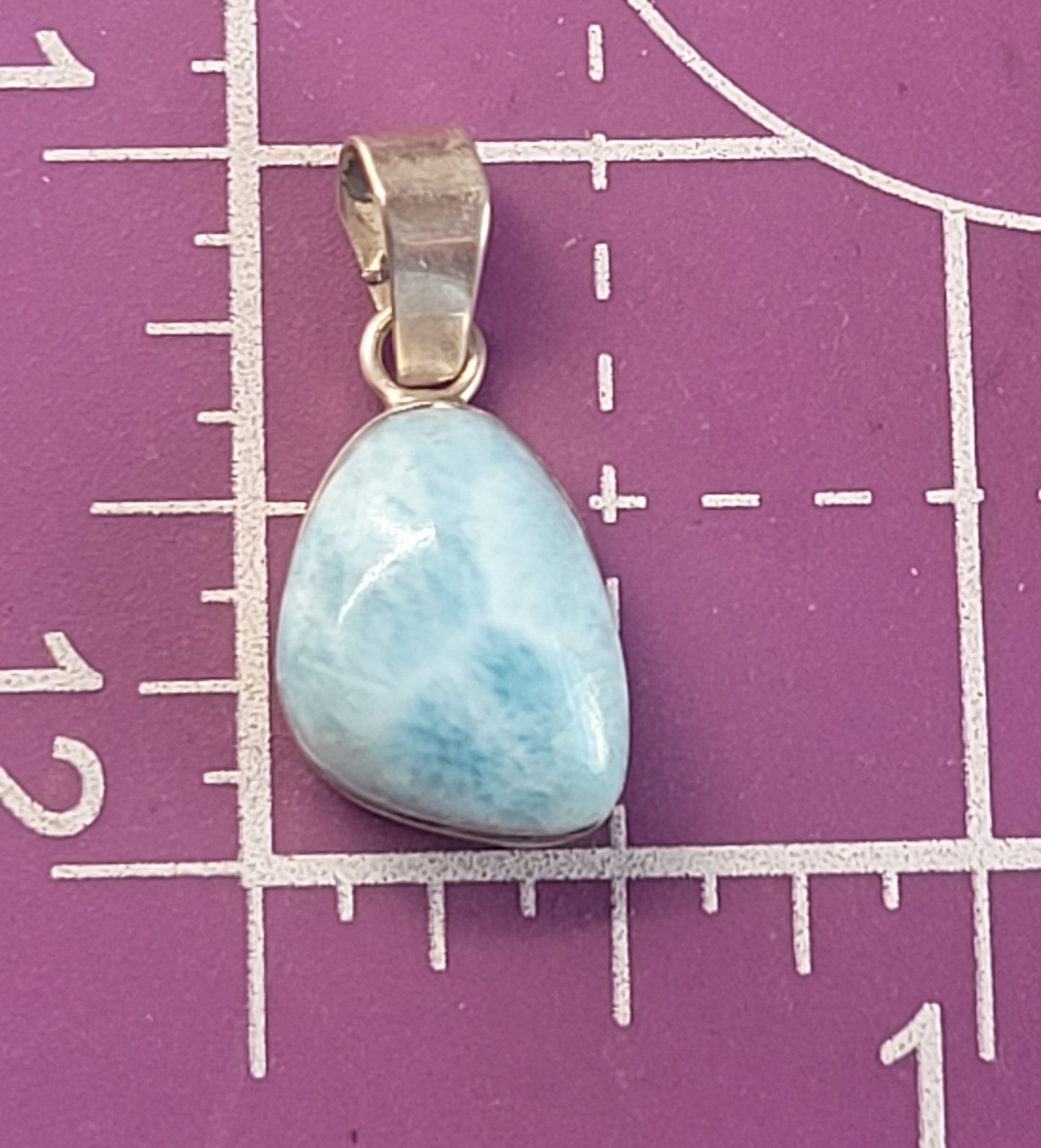 Larimar Dominican Republic blue gemstone sterling silver pendant
