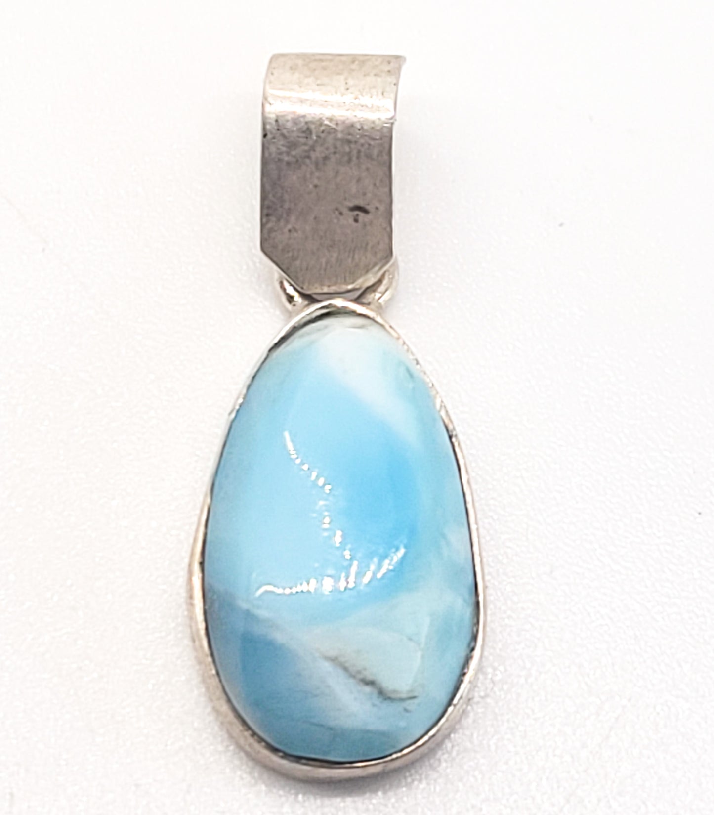 Larimar Dominican Republic blue gemstone sterling silver pendant