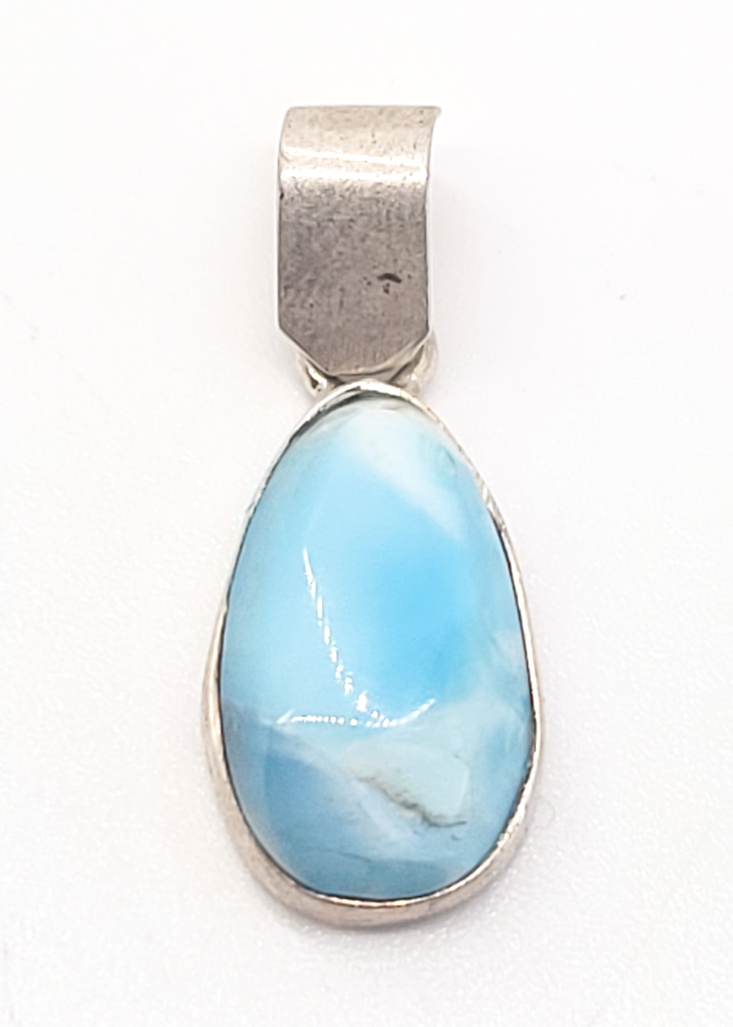 Larimar Dominican Republic blue gemstone sterling silver pendant