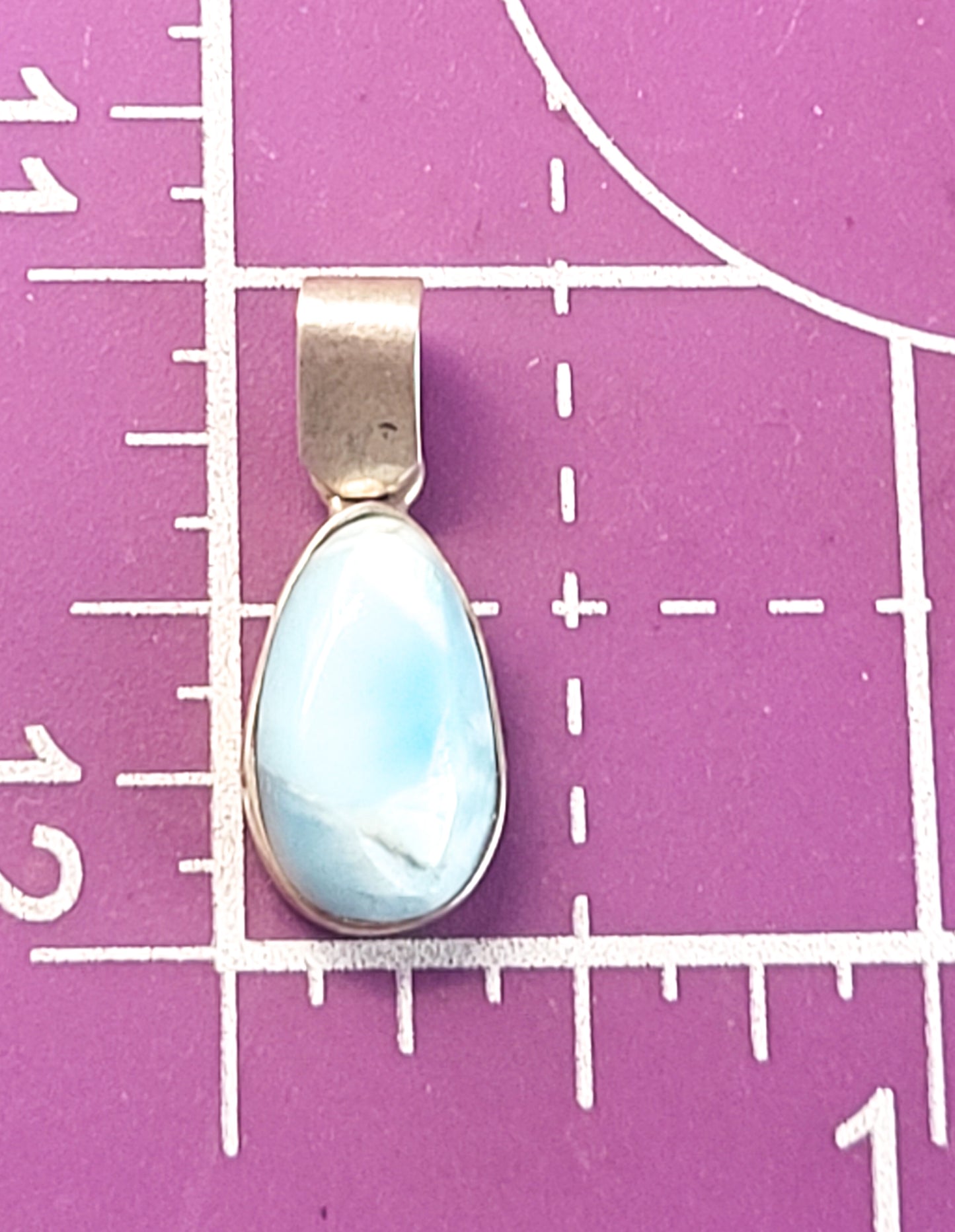 Larimar Dominican Republic blue gemstone sterling silver pendant