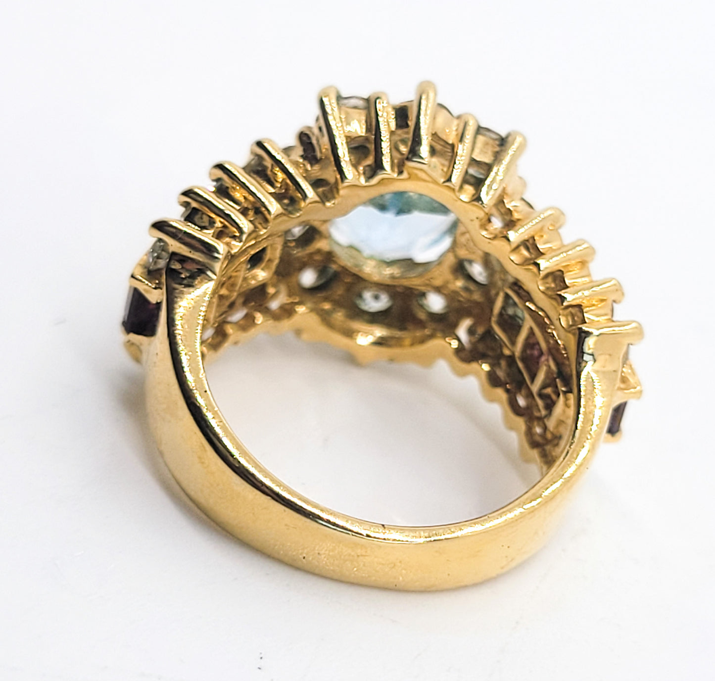 Rainbow princess cut Cubic Zirconia women's gold over sterling silver ring size 6