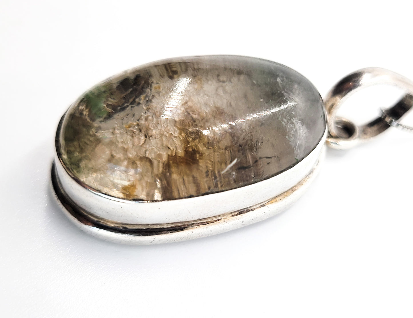 Garden quartz with tomatoes large vintage sterling silver necklace